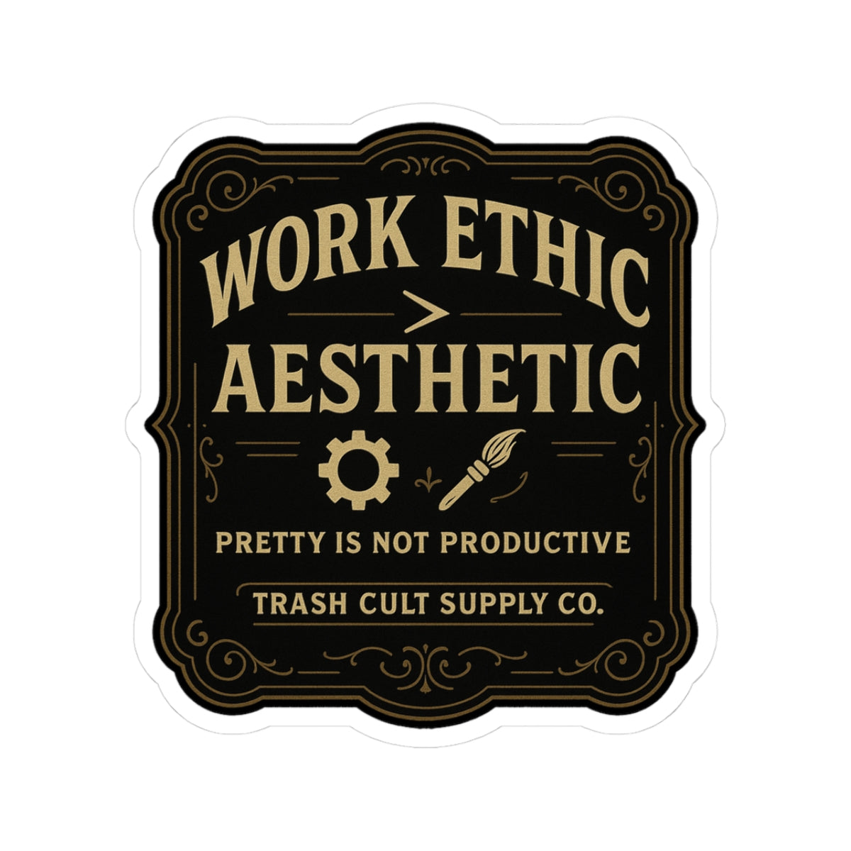 Work Ethic > Aesthetic Sticker – Vintage Vigilante | Trash Cult Supply Co.