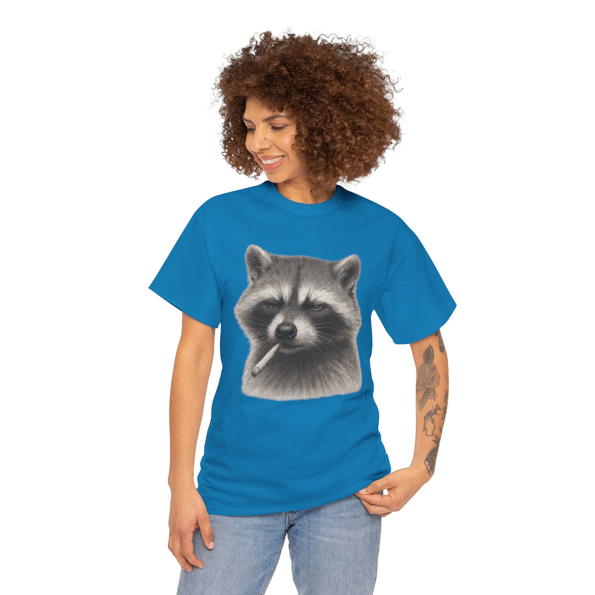 Dirty Harry Raccoon Halftone Shirt – Soft Grit Aesthetic, Smoking Trash Panda Graphic Tee