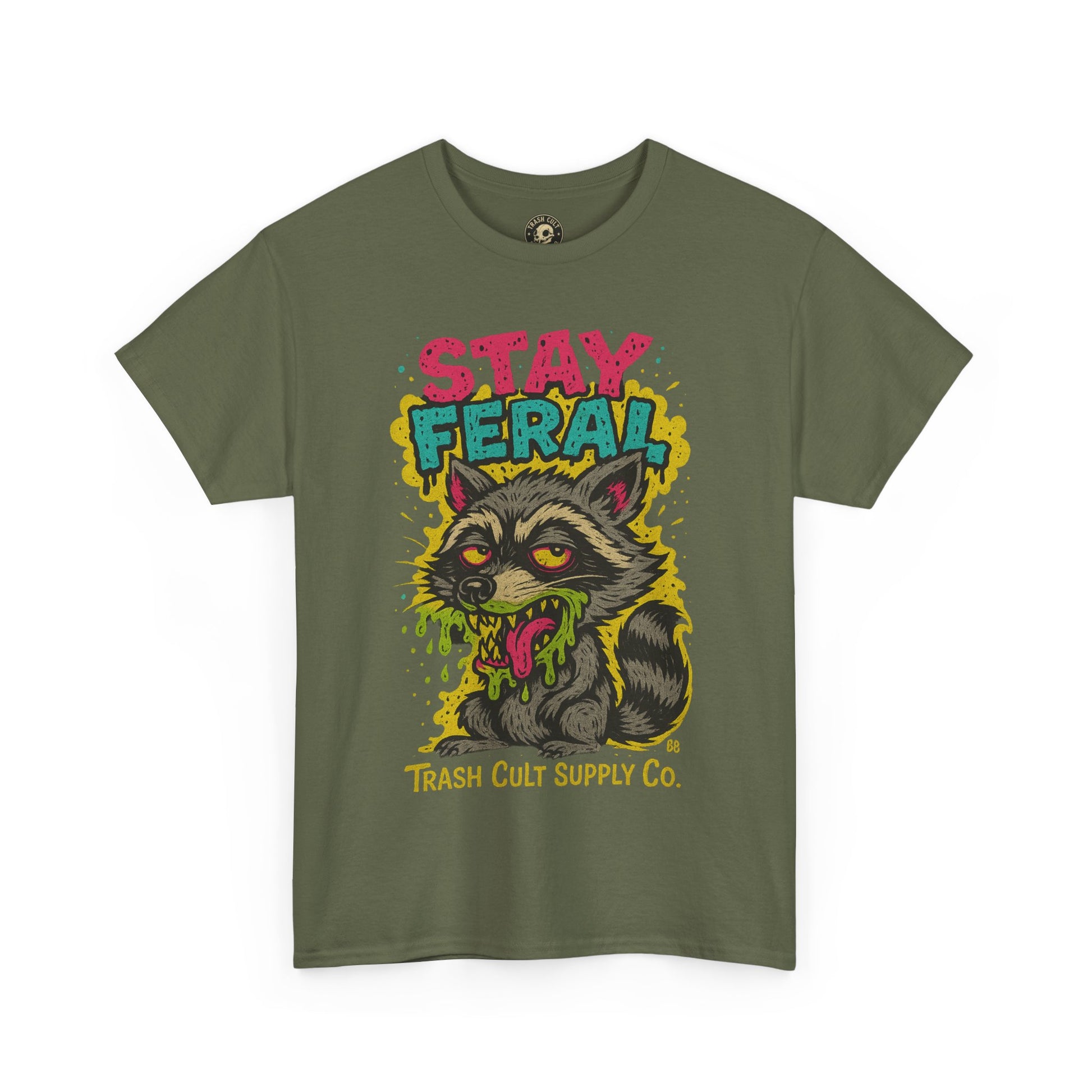 Stay Feral Raccoon Lowbrow Tee – Trash Cult Supply Co. | Gildan 5000