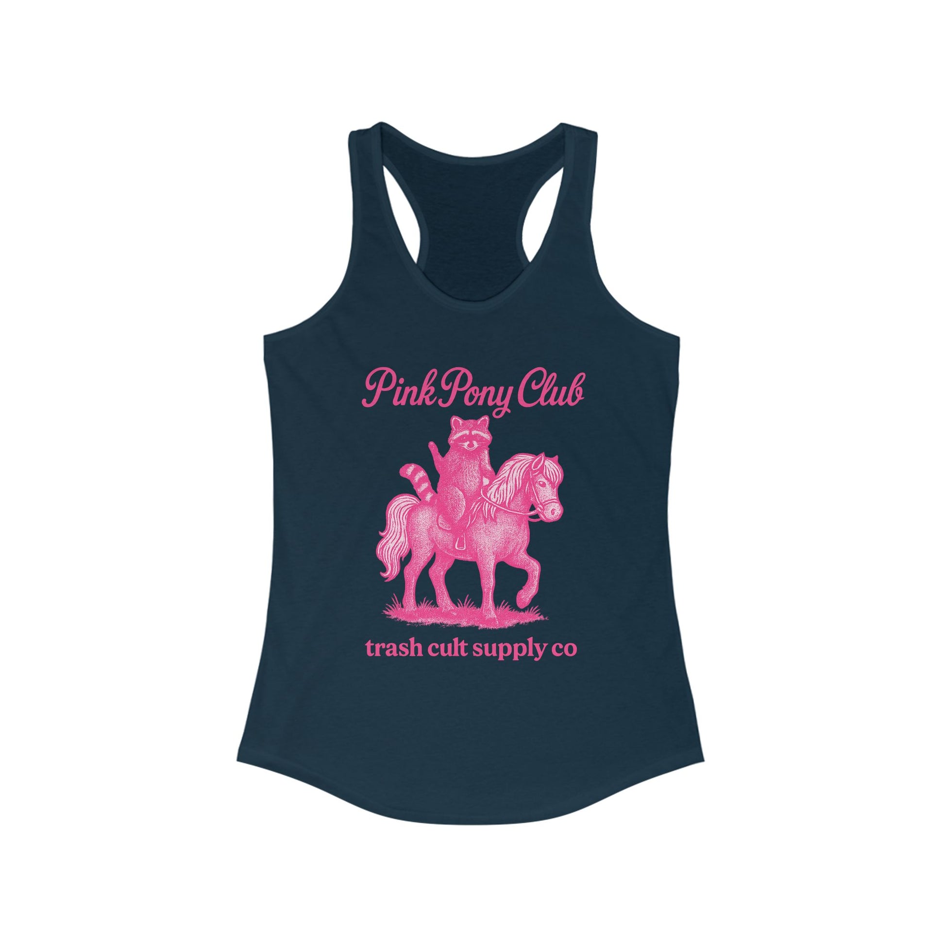 Pink Pony Club Racerback Tank - Fun Summer Apparel for Horse Lovers, Gift for Birthdays or Parties, Casual Weekender Top, Unique Graphic Tee