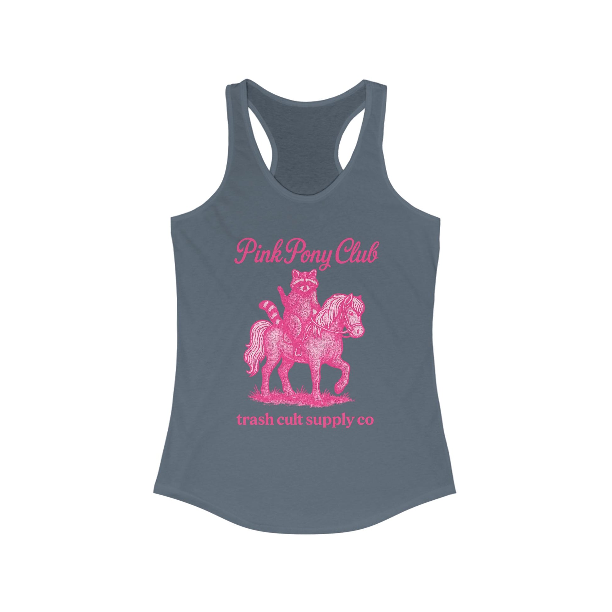 Pink Pony Club Racerback Tank - Fun Summer Apparel for Horse Lovers, Gift for Birthdays or Parties, Casual Weekender Top, Unique Graphic Tee