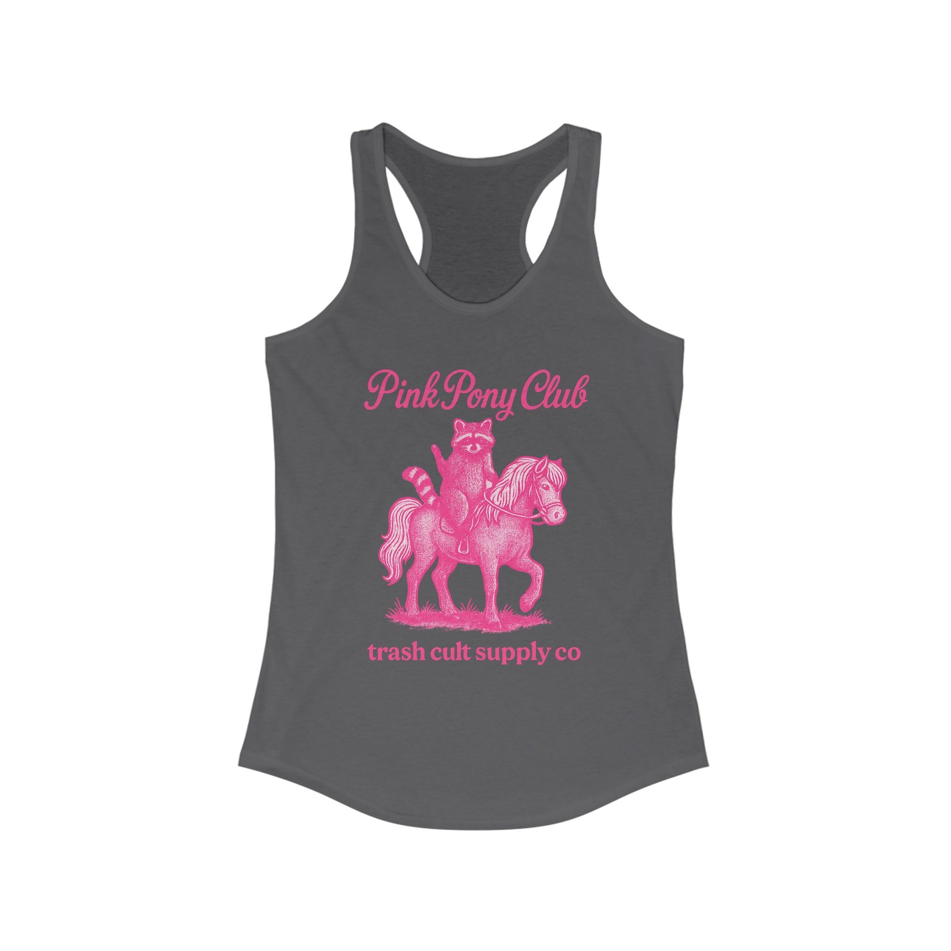 Pink Pony Club Racerback Tank - Fun Summer Apparel for Horse Lovers, Gift for Birthdays or Parties, Casual Weekender Top, Unique Graphic Tee