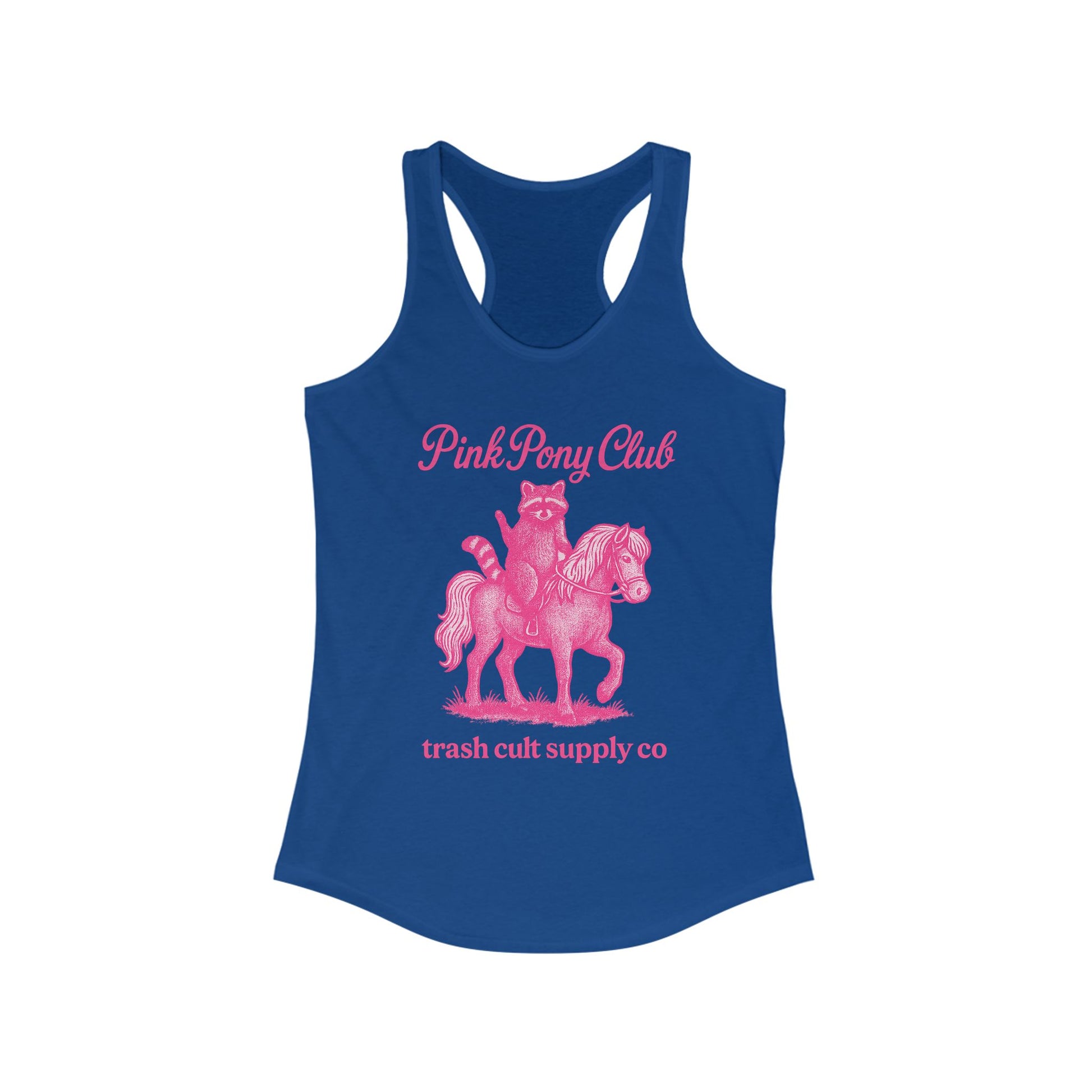 Pink Pony Club Racerback Tank - Fun Summer Apparel for Horse Lovers, Gift for Birthdays or Parties, Casual Weekender Top, Unique Graphic Tee