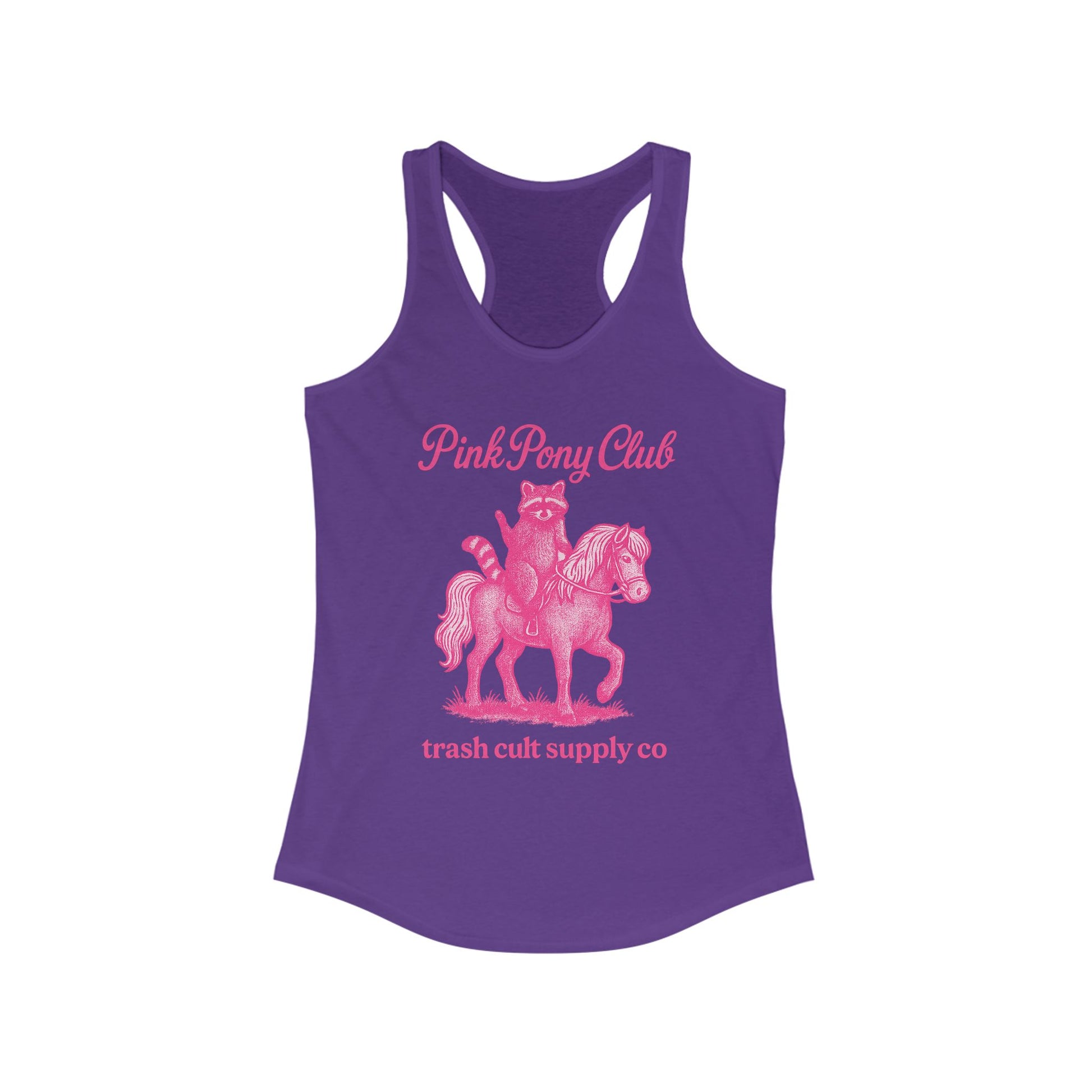 Pink Pony Club Racerback Tank - Fun Summer Apparel for Horse Lovers, Gift for Birthdays or Parties, Casual Weekender Top, Unique Graphic Tee