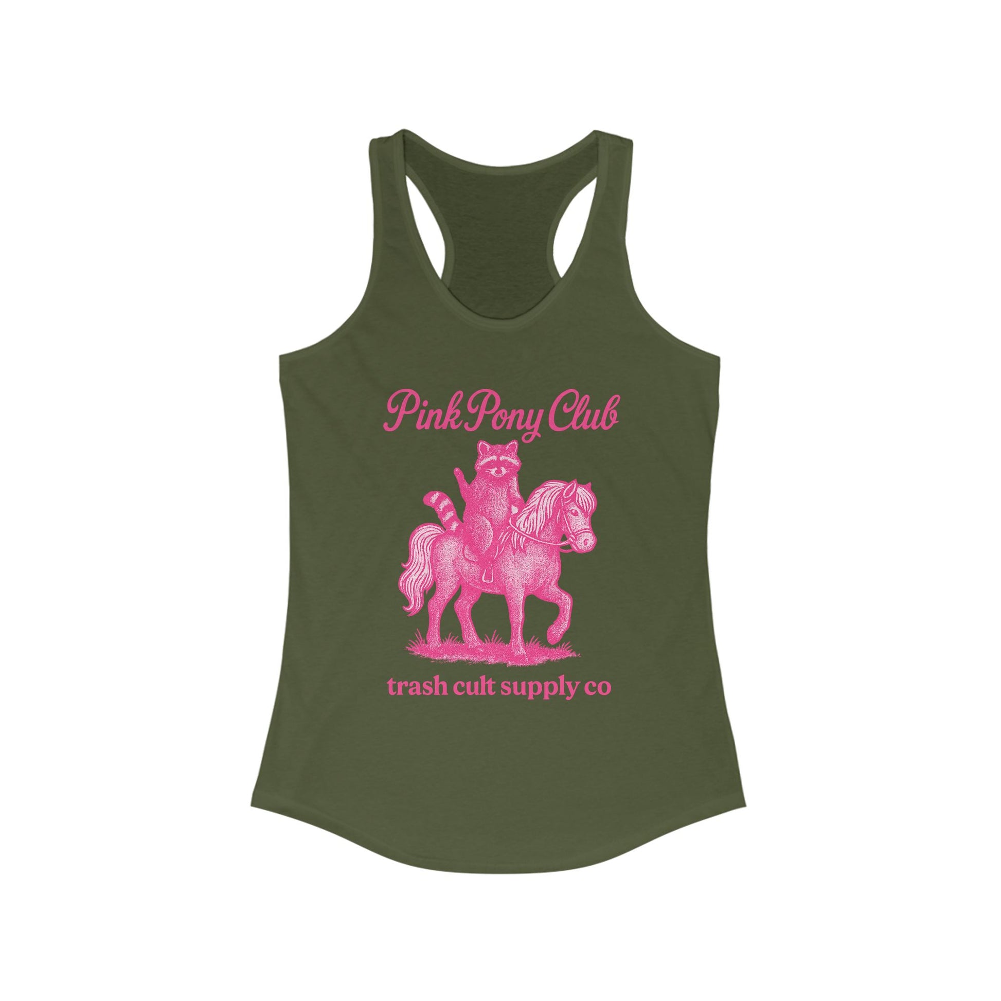 Pink Pony Club Racerback Tank - Fun Summer Apparel for Horse Lovers, Gift for Birthdays or Parties, Casual Weekender Top, Unique Graphic Tee