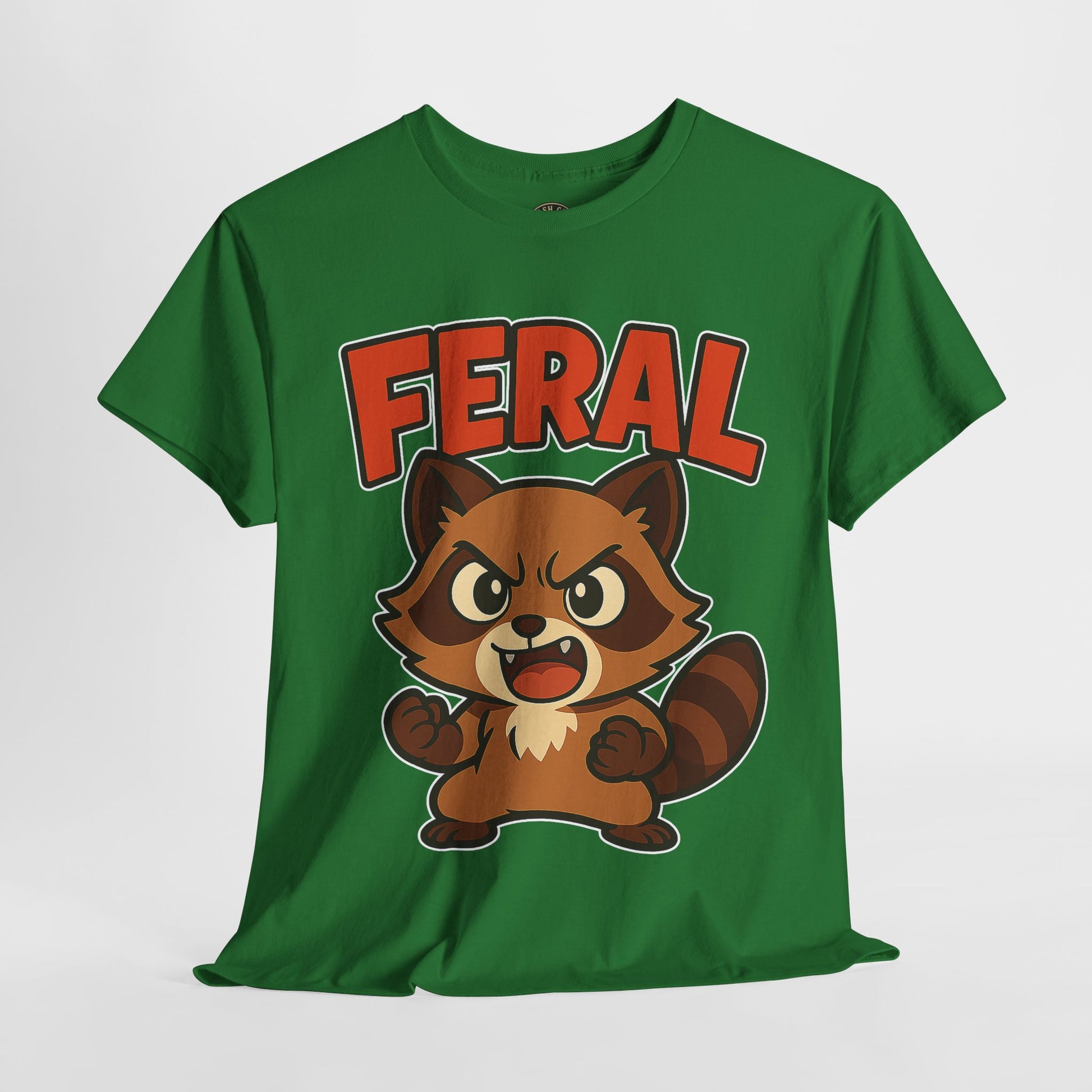 Feral Cartoon Tee - Unisex Heavy Cotton Shirt, Cute Graphic, Animal Lovers Gift, Casual Wear, Fun T-Shirt for Kids & Adults
