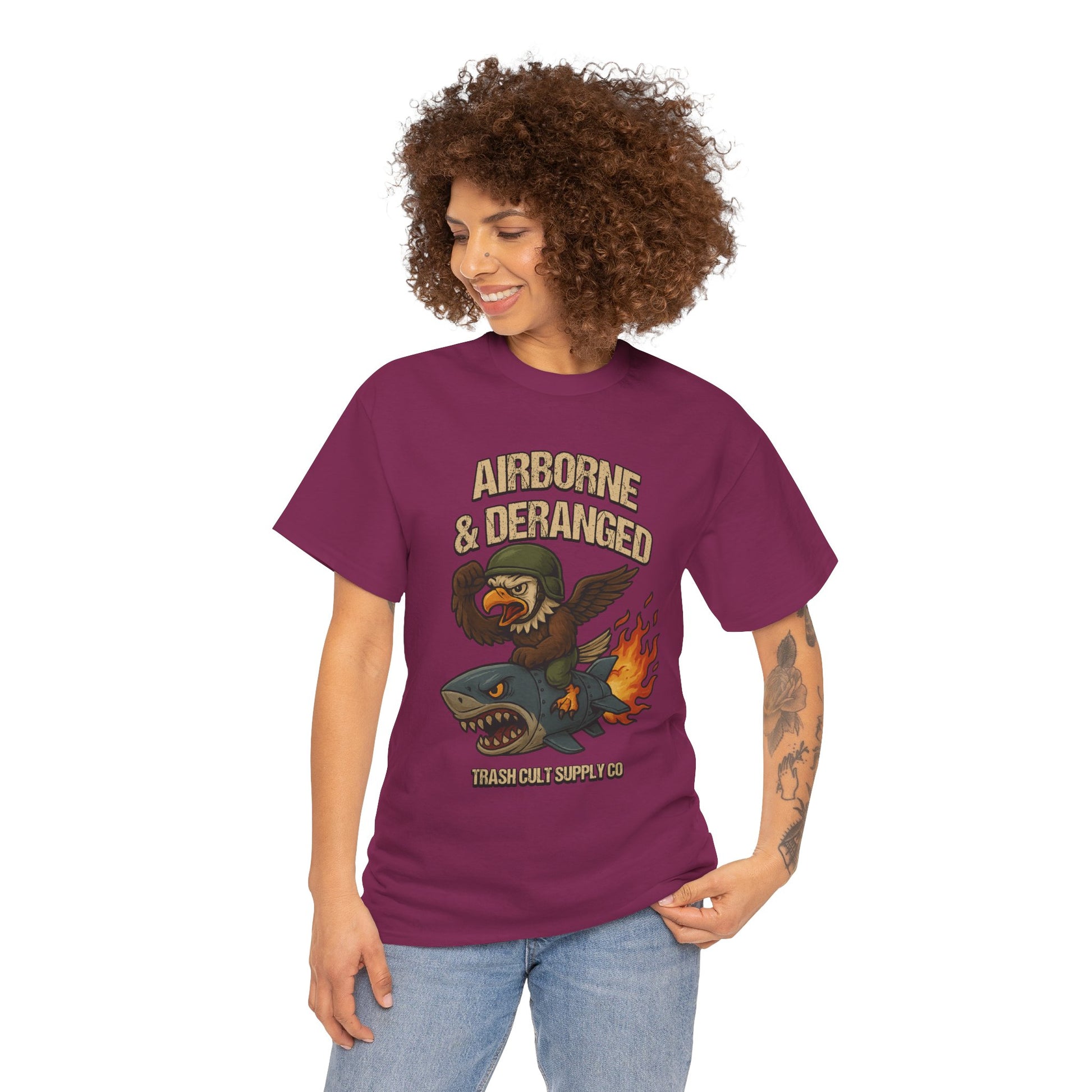 Airborne & Deranged T-Shirt – Trash Cult Supply Co. | Gildan 5000 Heavy Cotton Tee