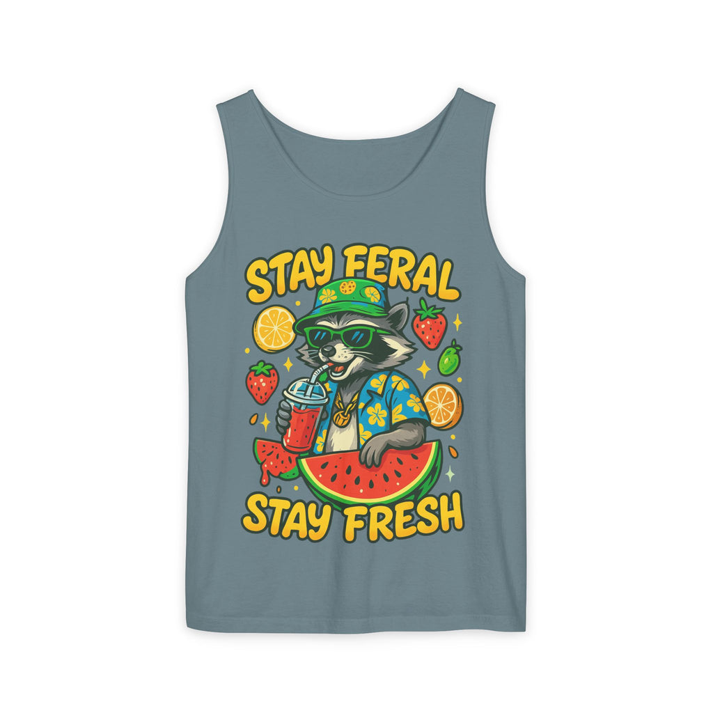 Stay Feral Stay Fresh Tank Top, Summer Apparel, Unisex Graphic Tee, Beachwear, Fun Gift for Animal Lovers
