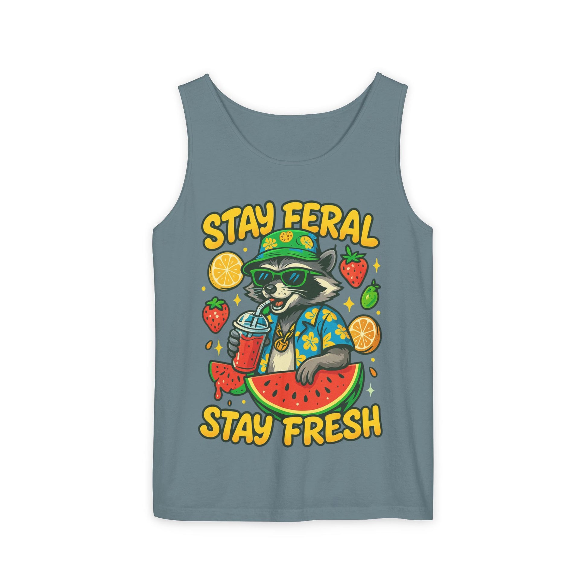 Stay Feral Stay Fresh Tank Top, Summer Apparel, Unisex Graphic Tee, Beachwear, Fun Gift for Animal Lovers