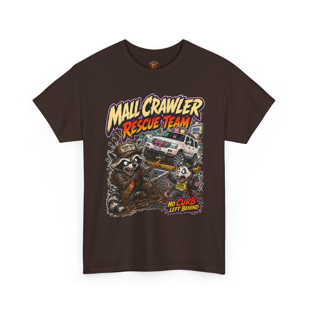 Mall Crawler Rescue Team T‑Shirt — Vintage Raccoon Rescue Graphic Tee (“No Curb Left Behind”)