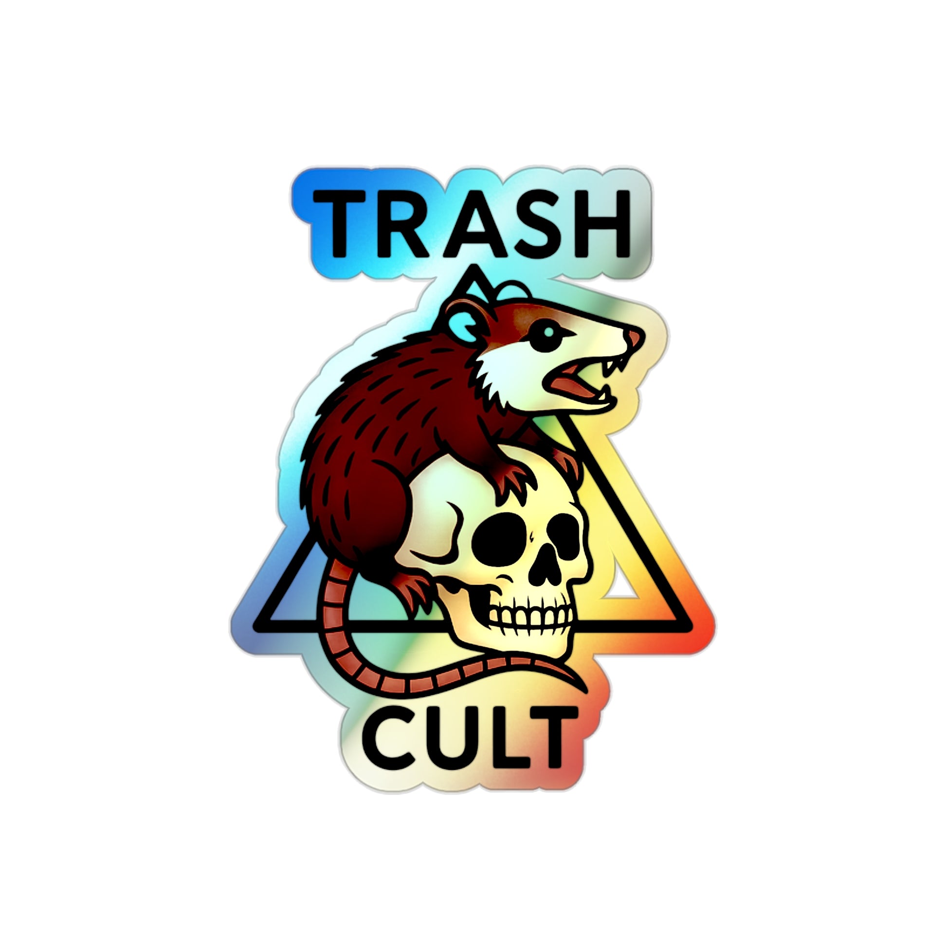 Holographic Trash Cult Stickers - Unique Decals for Skateboards, Laptops, Water Bottles, Fun and Quirky Gifts