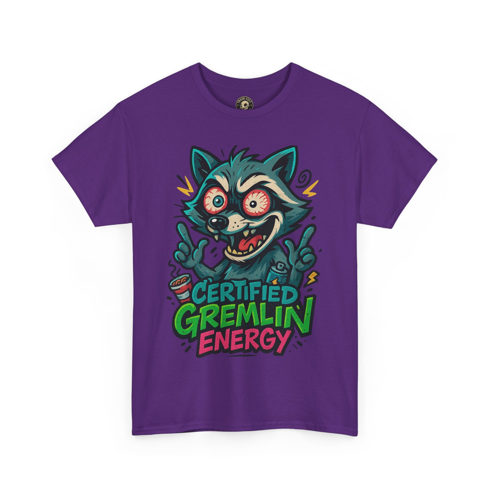 Certified Gremlin Energy Tee – ADHD Raccoon Shirt, Funny Unisex T-Shirt, Graffiti Style Gift for Goblins & Night Owls