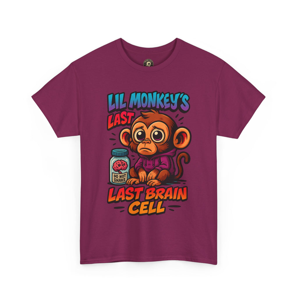 Lil Monkey’s Last Brain Cell Tee – Funny ADHD Cartoon Shirt – Gildan Heavy Cotton
