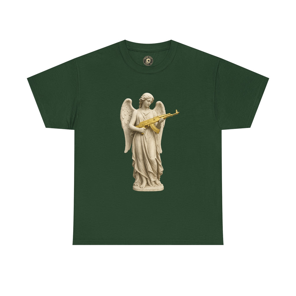 Marble Angel with Gold AK-47 T-Shirt – Gildan 5000 Divine Chaos Tee