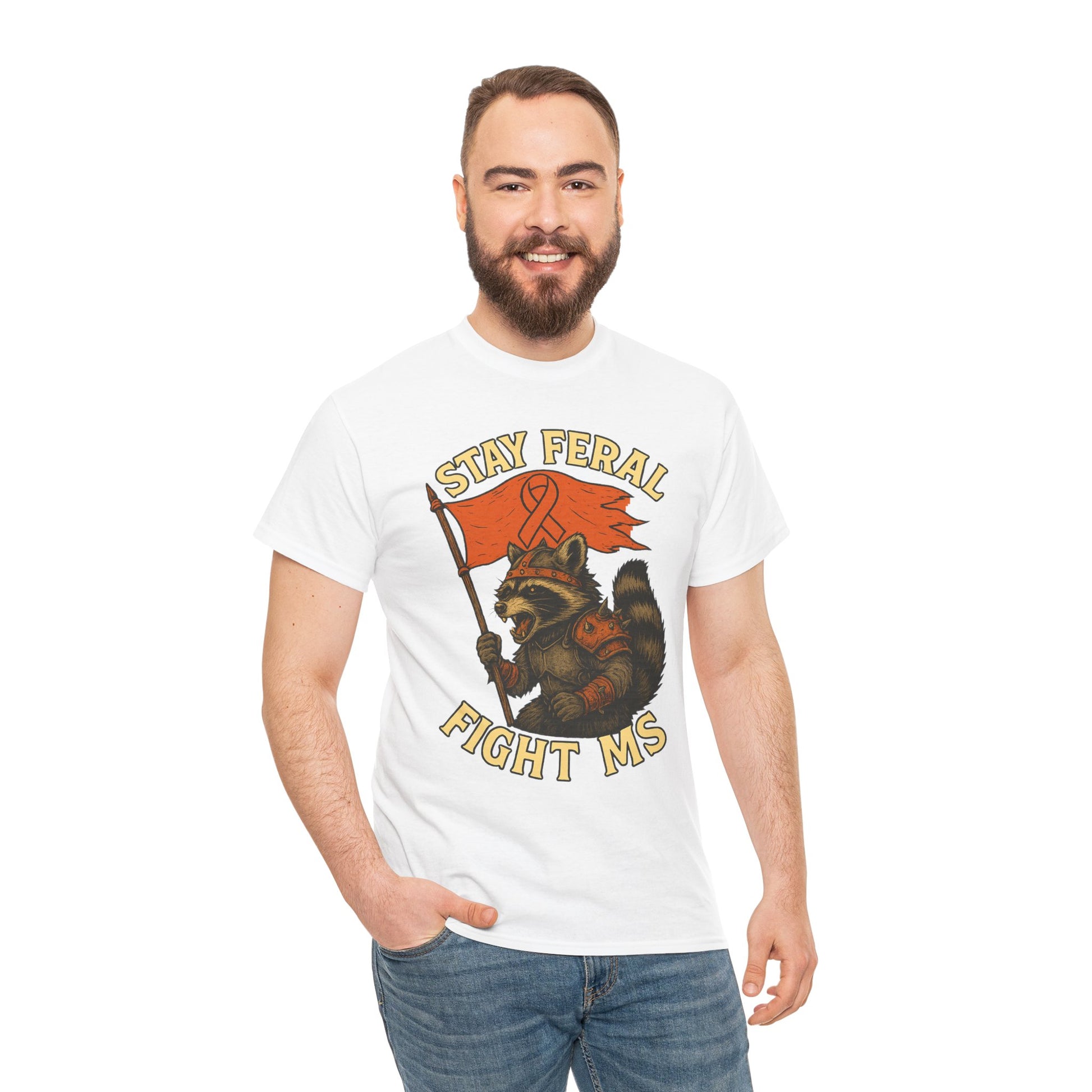 Stay Feral Fight MS Raccoon warrior shirt