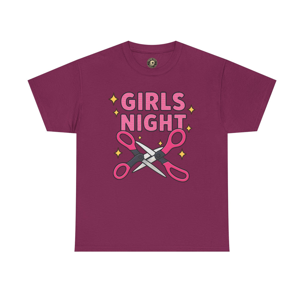 Funny Girls Night Shirt – Lesbian Humor Tee – Pink Scissors Graphic on Gildan 5000