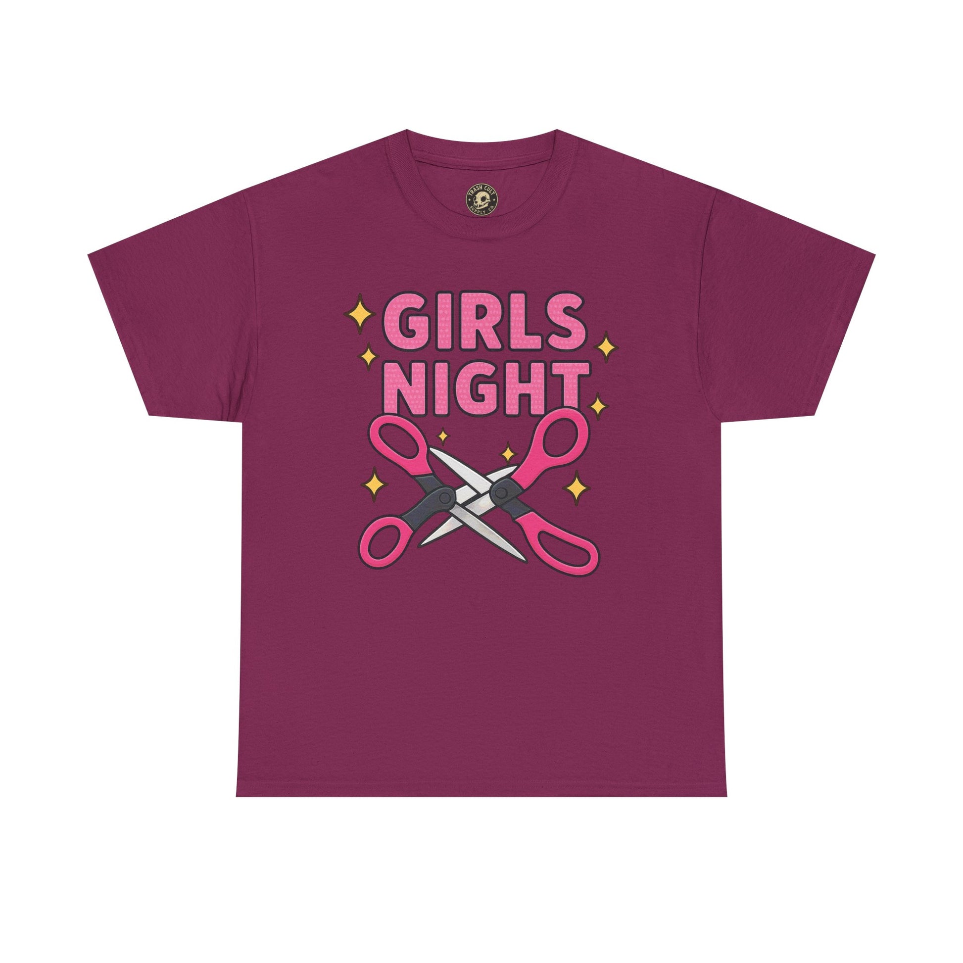 Funny Girls Night Shirt – Lesbian Humor Tee – Pink Scissors Graphic on Gildan 5000