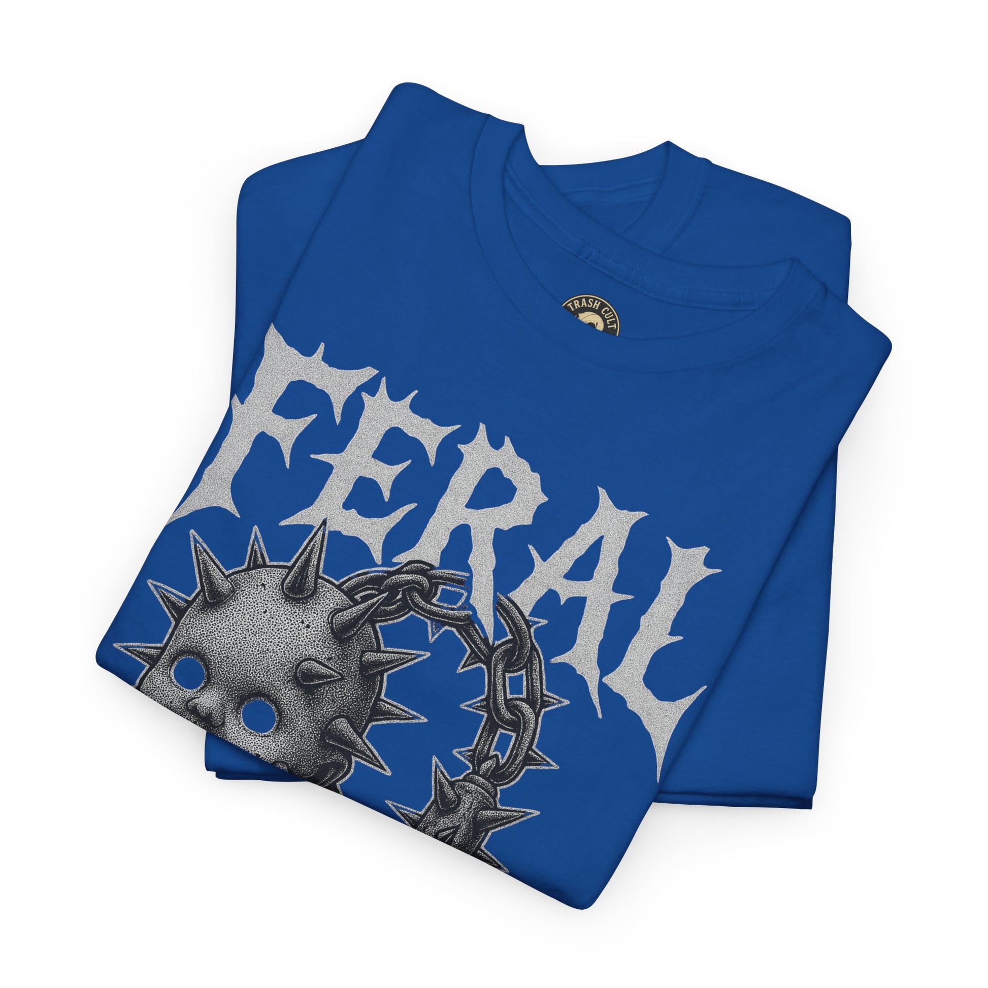 FERAL Spiked Doll Flail Tee – Halftone Gothic Weapon Shirt | Trash Cult Supply Co. | Gildan 5000