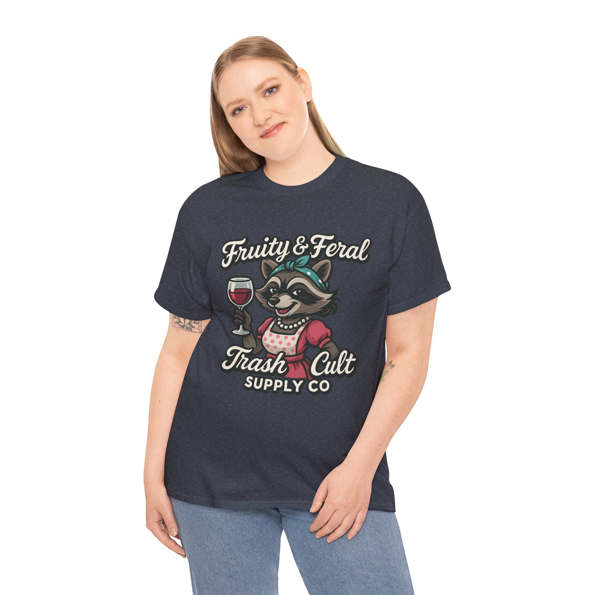 Fruity & Feral Raccoon Housewife Tee – Trash Cult Supply Co. on Gildan 5000