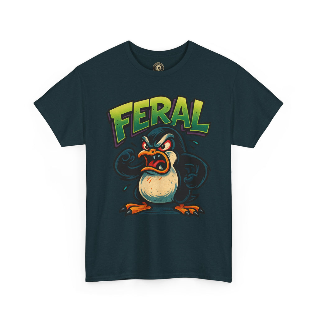 Feral Penguin T-Shirt – Funny Unisex Cotton Tee | Bold Animal Graphic Shirt, Quirky Gift Idea