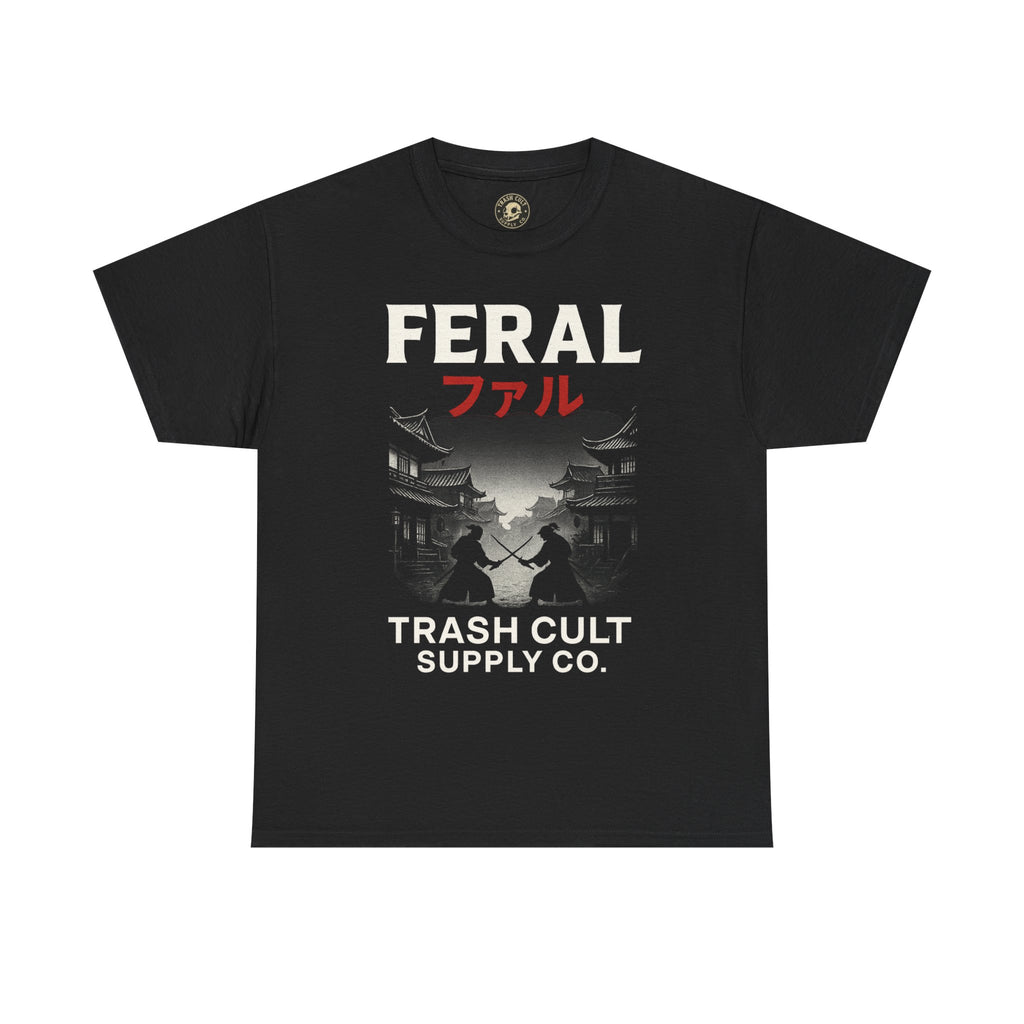 FERAL Samurai Shirt – Japanese Village & Warrior Graphic | Trash Cult Supply Co | Gildan 5000 Tee