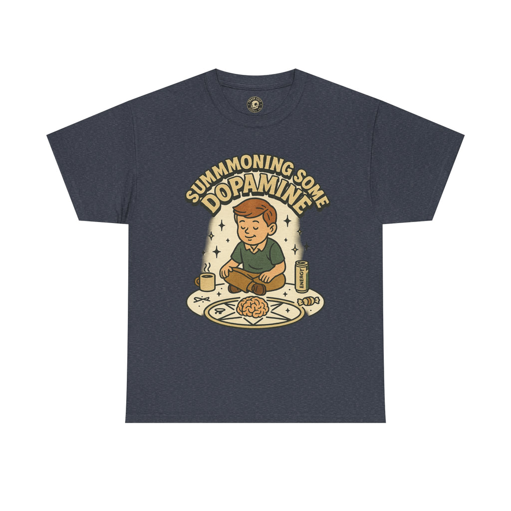 Dopamine Summoning Tee, Unisex Heavy Cotton Tee, Retro Graphic T-shirt, Gift for Gamers, Casual Wear, Funny Shirt, Everyday Style