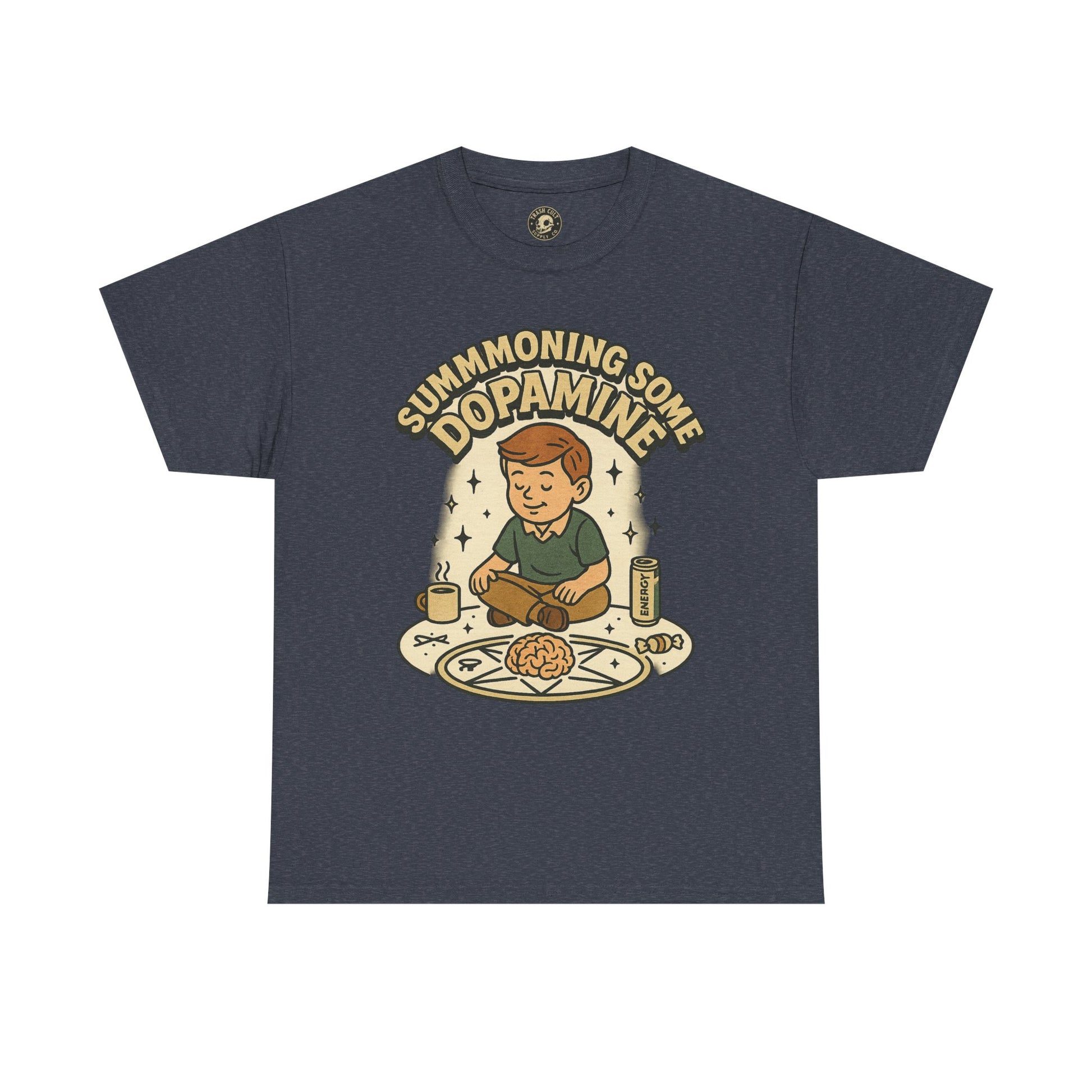 Dopamine Summoning Tee, Unisex Heavy Cotton Tee, Retro Graphic T-shirt, Gift for Gamers, Casual Wear, Funny Shirt, Everyday Style