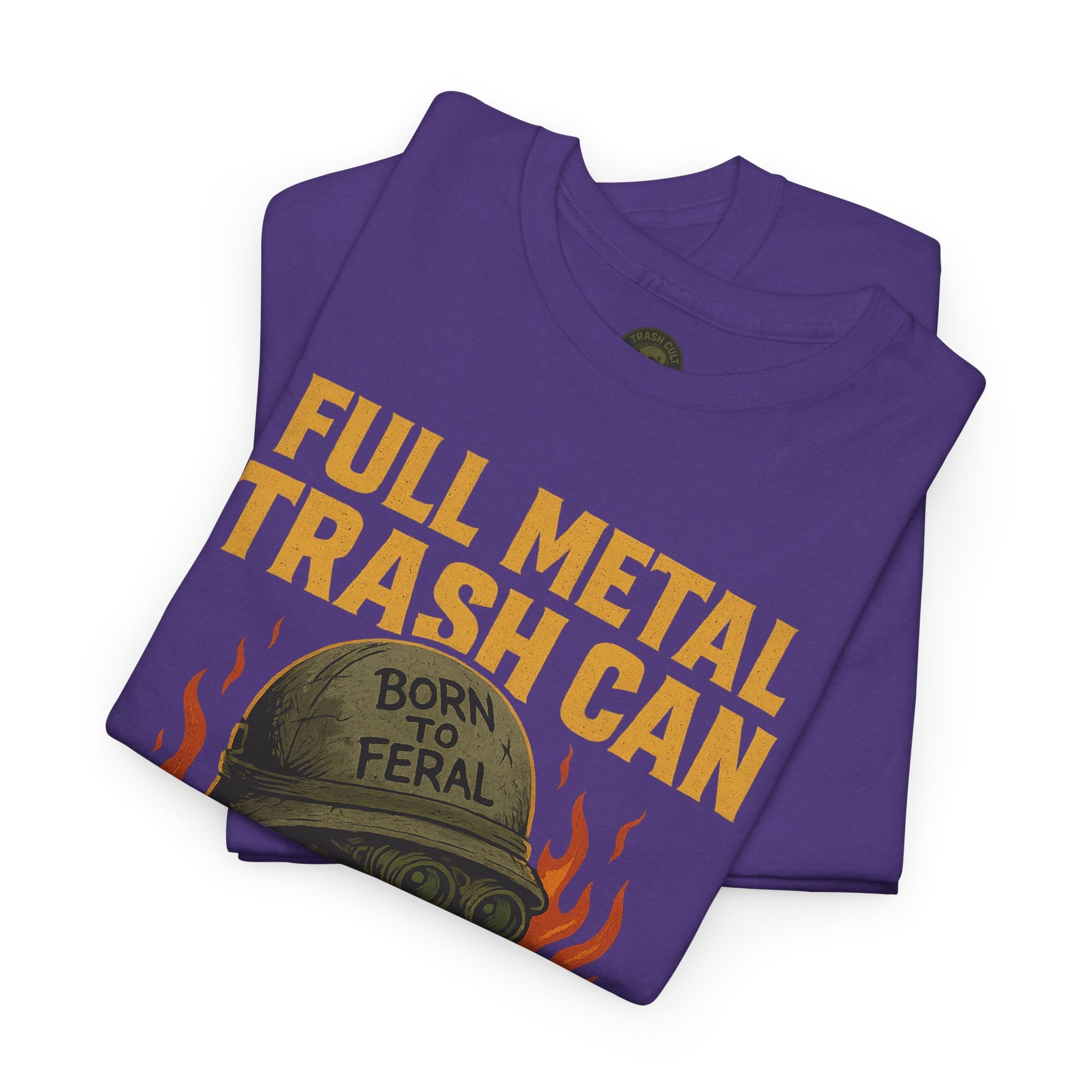 Full Metal Trash Can T-Shirt – Born to Feral Raccoon Graphic | Trash Cult Supply Co. | Gildan 5000 Tee