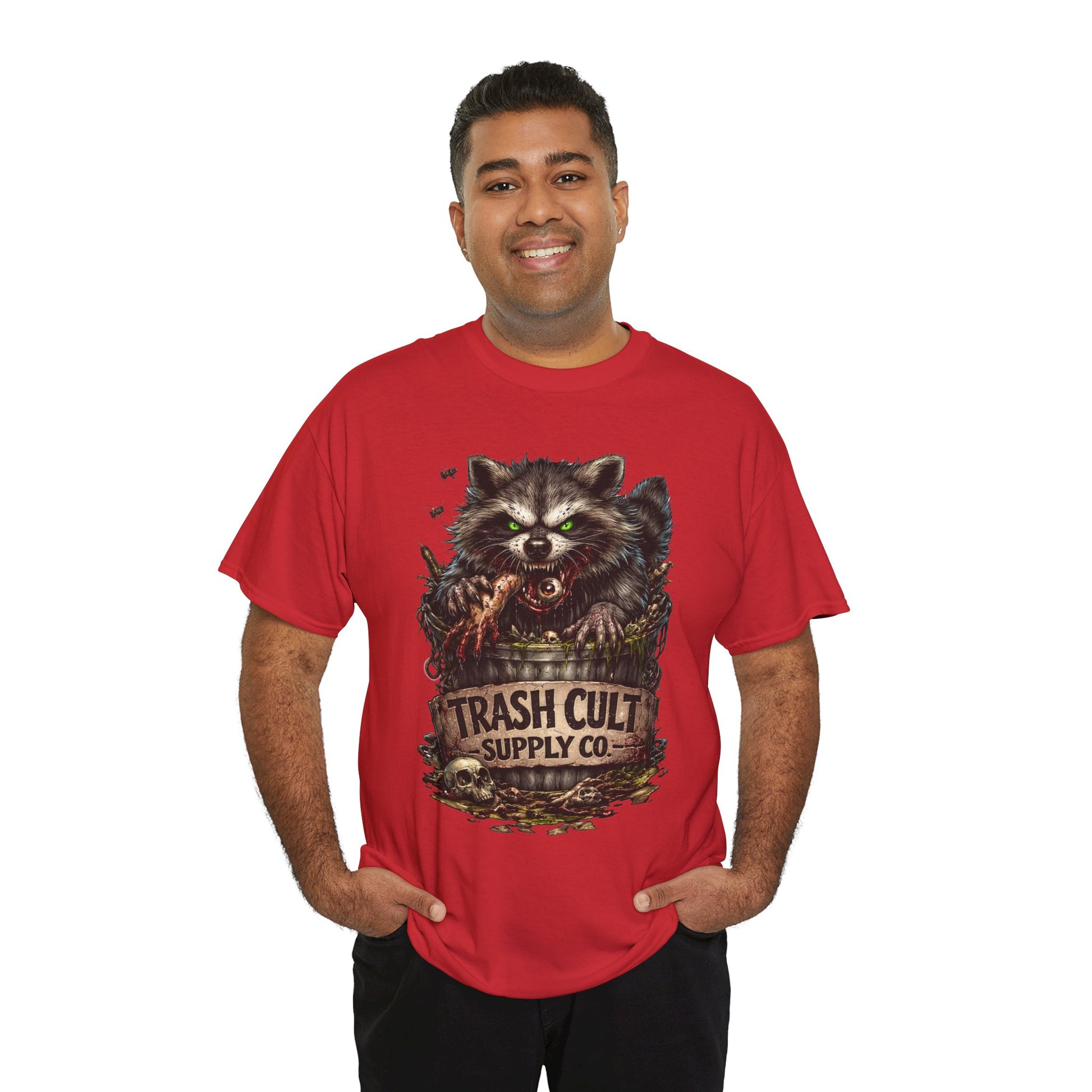 Raccoon 'Trash Cult Supply Co.' Graphic Tee — Vintage Grunge Animal Streetwear