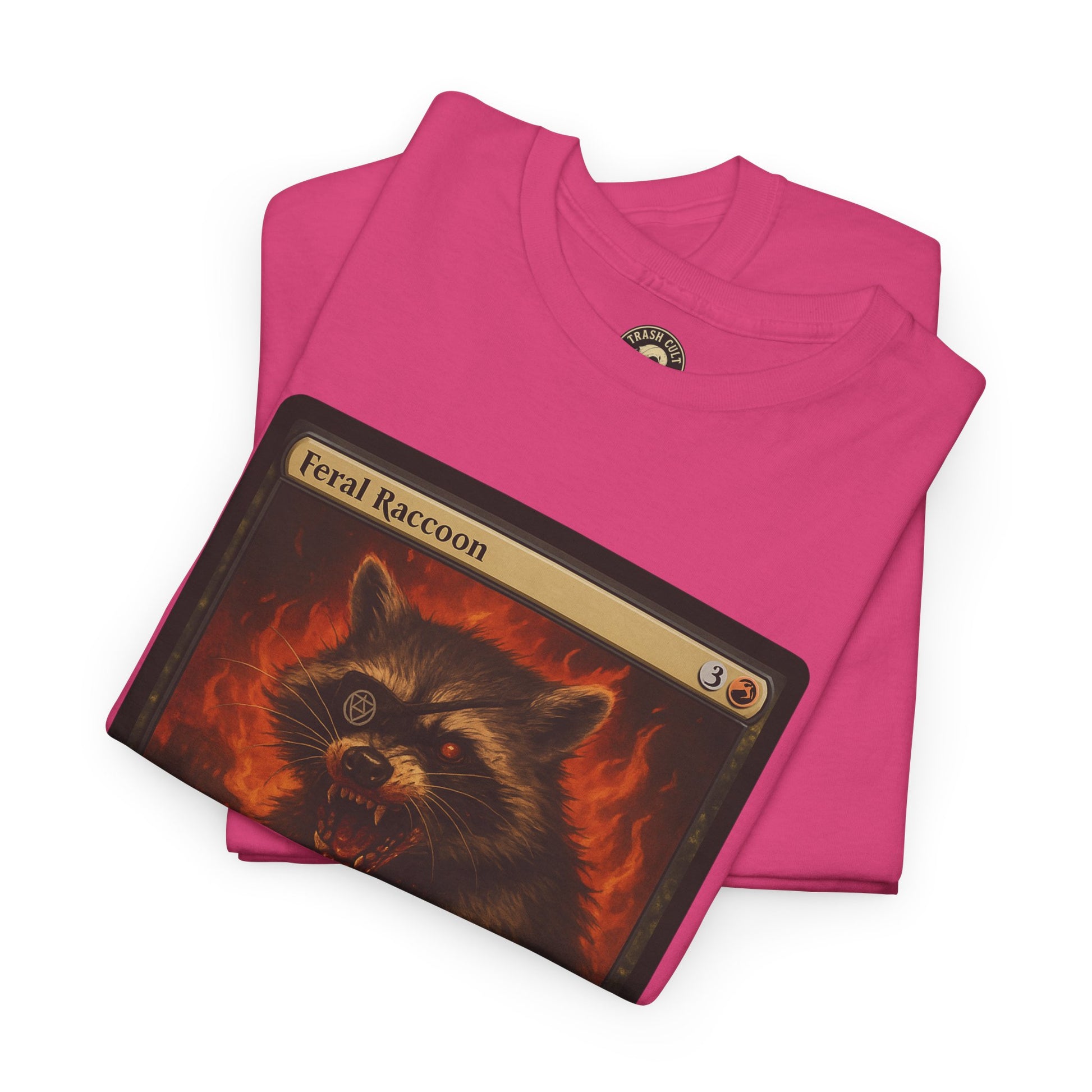 Feral Raccoon Magic Card Shirt – MTG-Inspired Beast Rogue Tee, Trash Cult Creature Card, Gildan 5000 Unisex T-Shirt