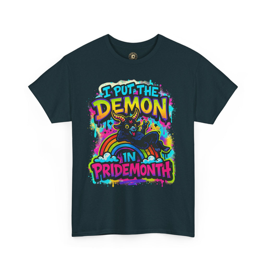 Pride Month Unisex Tee - I Put the Demon in Pride Month, LGBTQ+ Apparel, Rainbow Shirt, Festival Wear, Gift for Allies & Activists