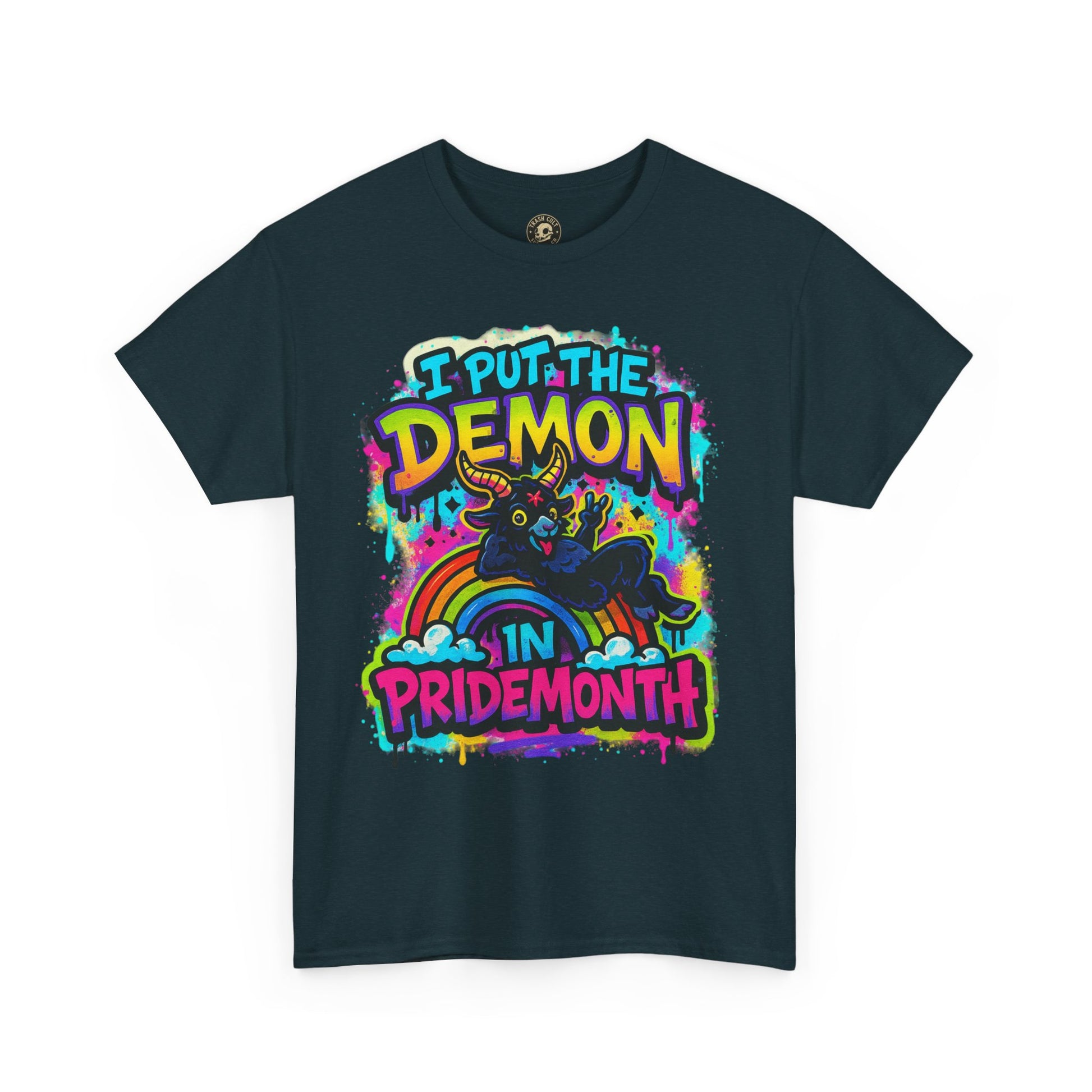 Pride Month Unisex Tee - I Put the Demon in Pride Month, LGBTQ+ Apparel, Rainbow Shirt, Festival Wear, Gift for Allies & Activists