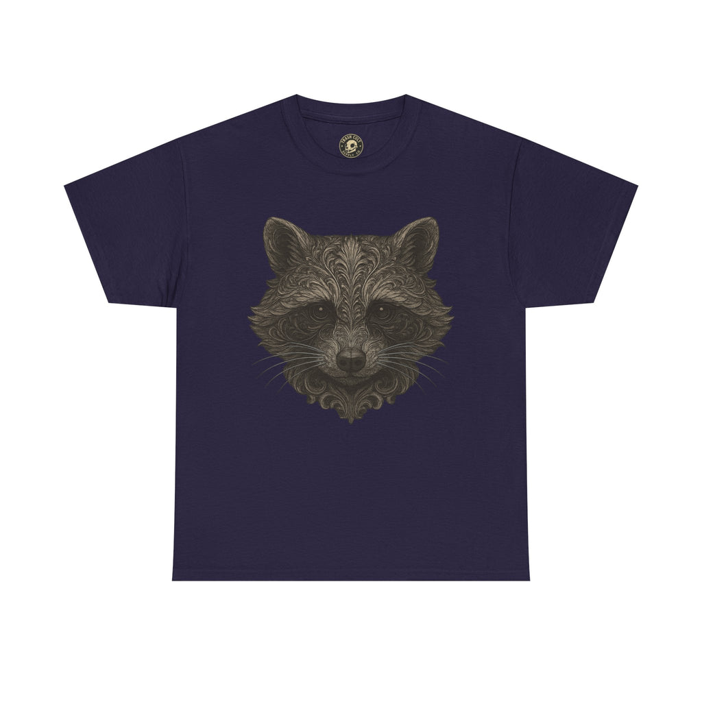 Ornate Raccoon Face Shirt – Intricate Woodland Animal Art Tee – Tattoo-Inspired Forest Aesthetic – Trash Cult Supply Co.