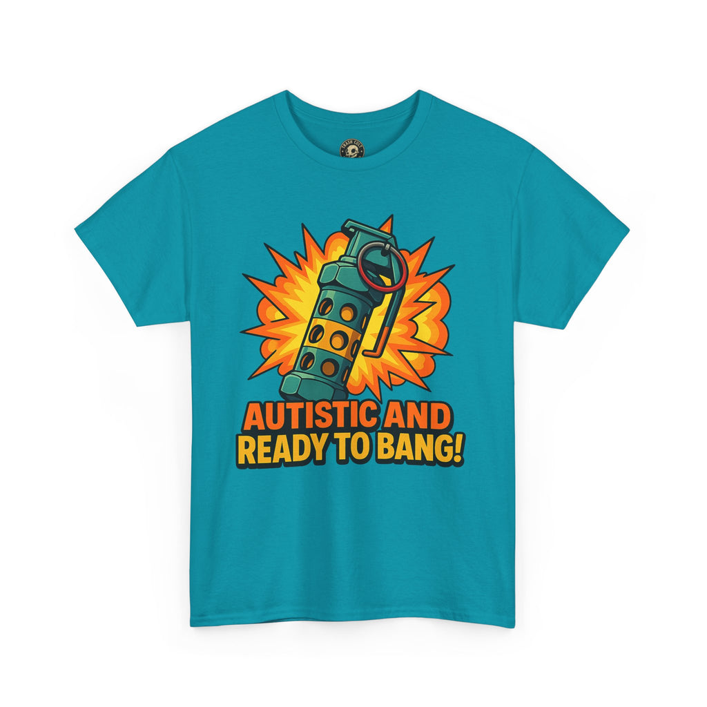 Autistic and Ready to Bang! Unisex Heavy Cotton Tee | Fun Graphic Tee, Autistic Pride, Gift for Autism Awareness, Casual Wear