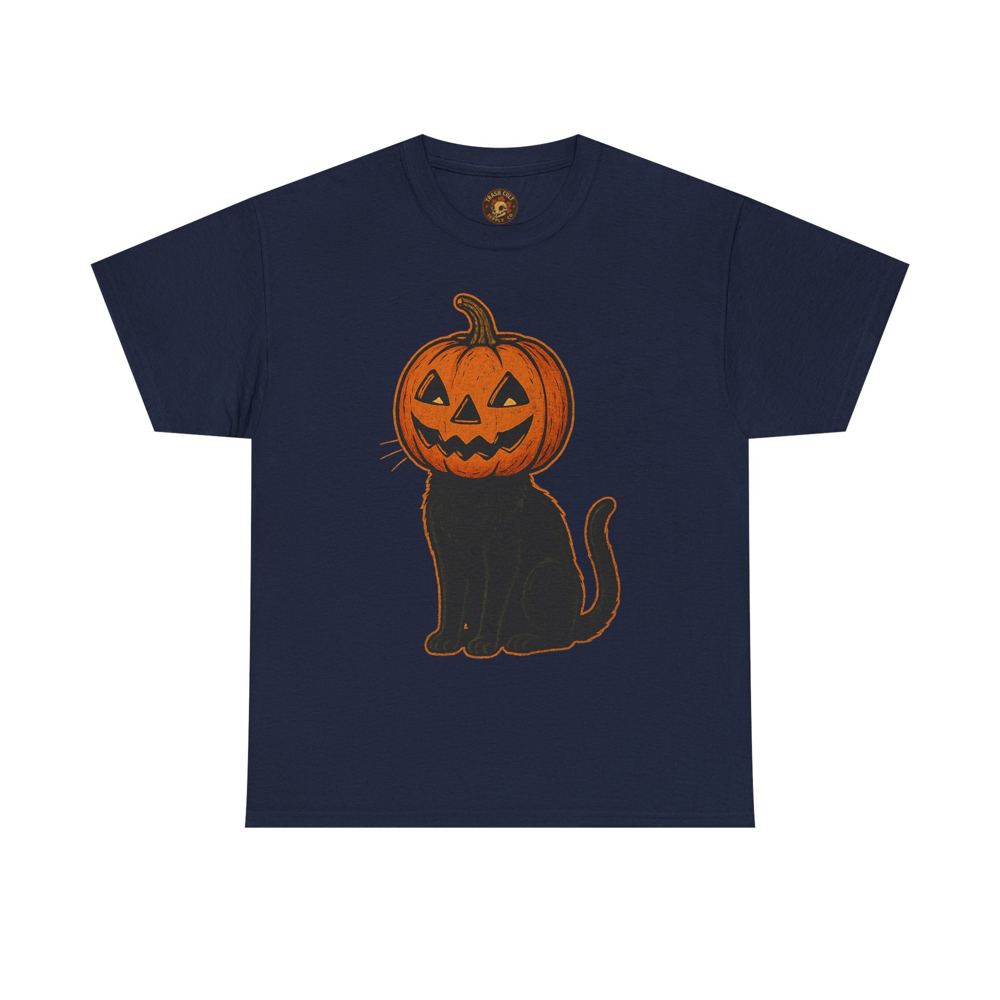 Black Cat Pumpkin Head Halloween T-Shirt – Jack O’Lantern Cat Design
