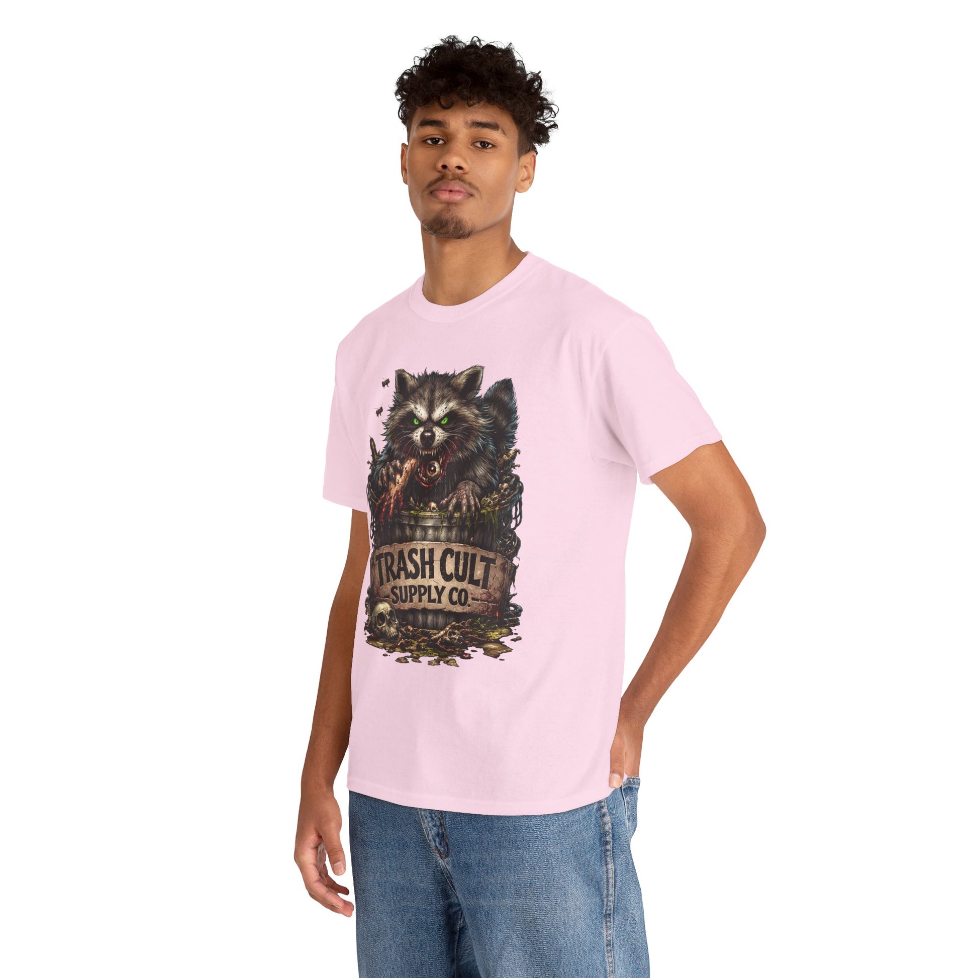 Raccoon 'Trash Cult Supply Co.' Graphic Tee — Vintage Grunge Animal Streetwear