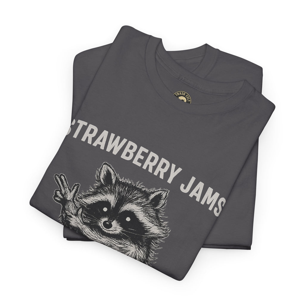 Strawberry Jams But My Glock Don’t Raccoon Shirt – Trash Cult Supply Co. Gildan 5000 Tee