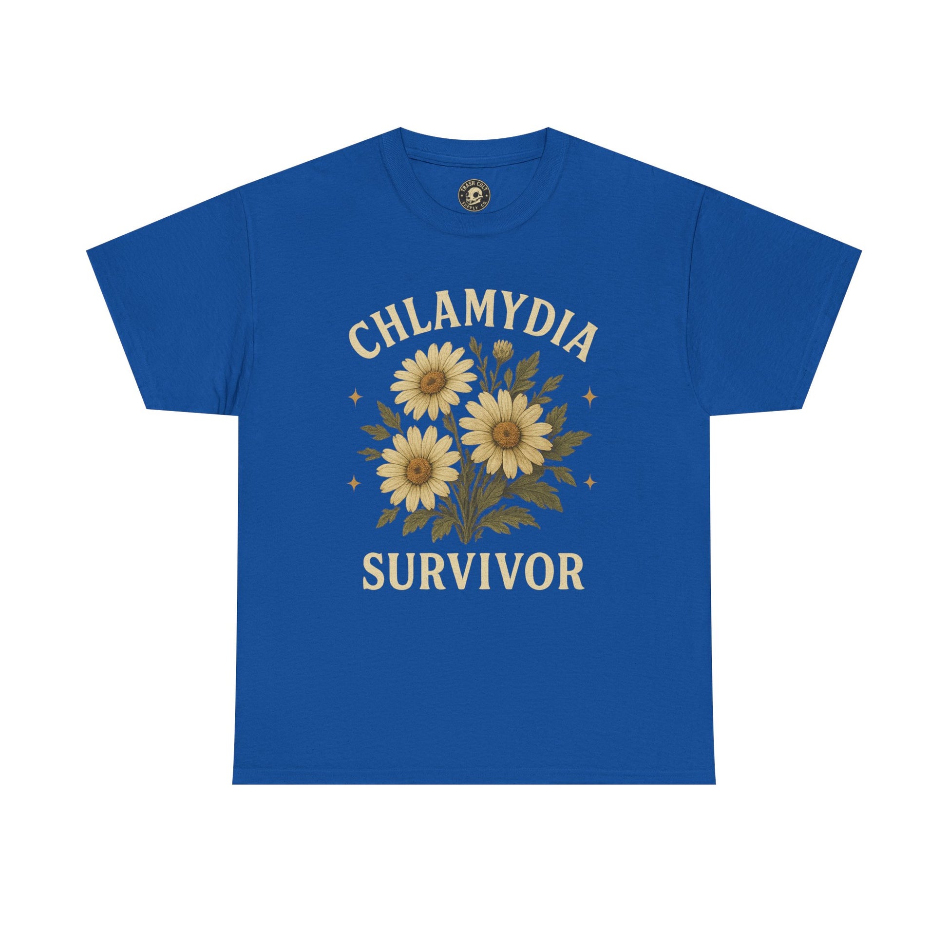 Chlamydia Survivor Vintage Floral Tee – Funny Bold Statement Shirt – Gildan 5000 Unisex Heavy Cotton