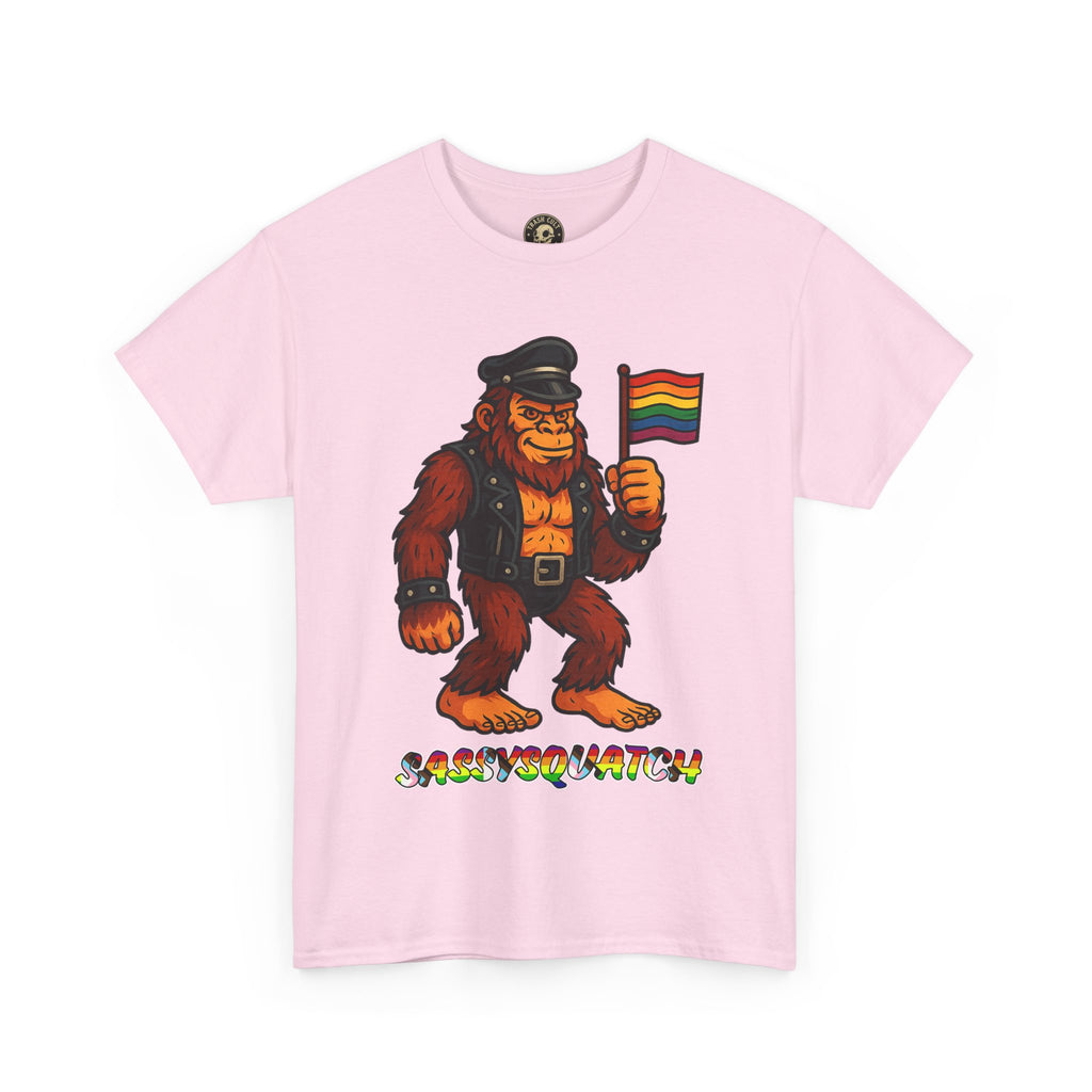 Sassysquatch Graphic Tee – Funny Bigfoot Pride Shirt – LGBTQ Leather Bear T-Shirt – Gildan 5000 Unisex Cotton Tee