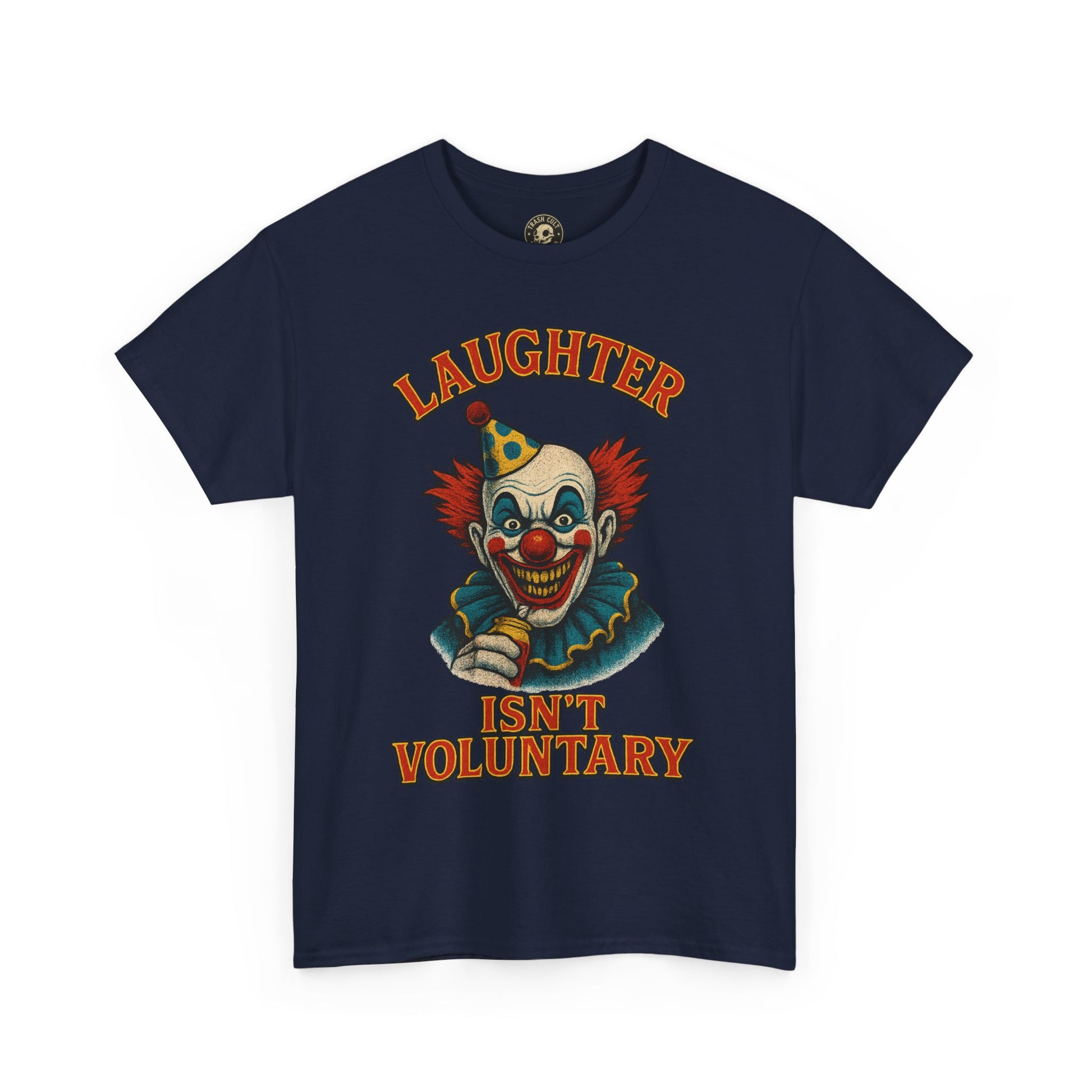 Laughter Isn’t Voluntary Creepy Clown Shirt – Circus Horror Tee – Gildan 5000