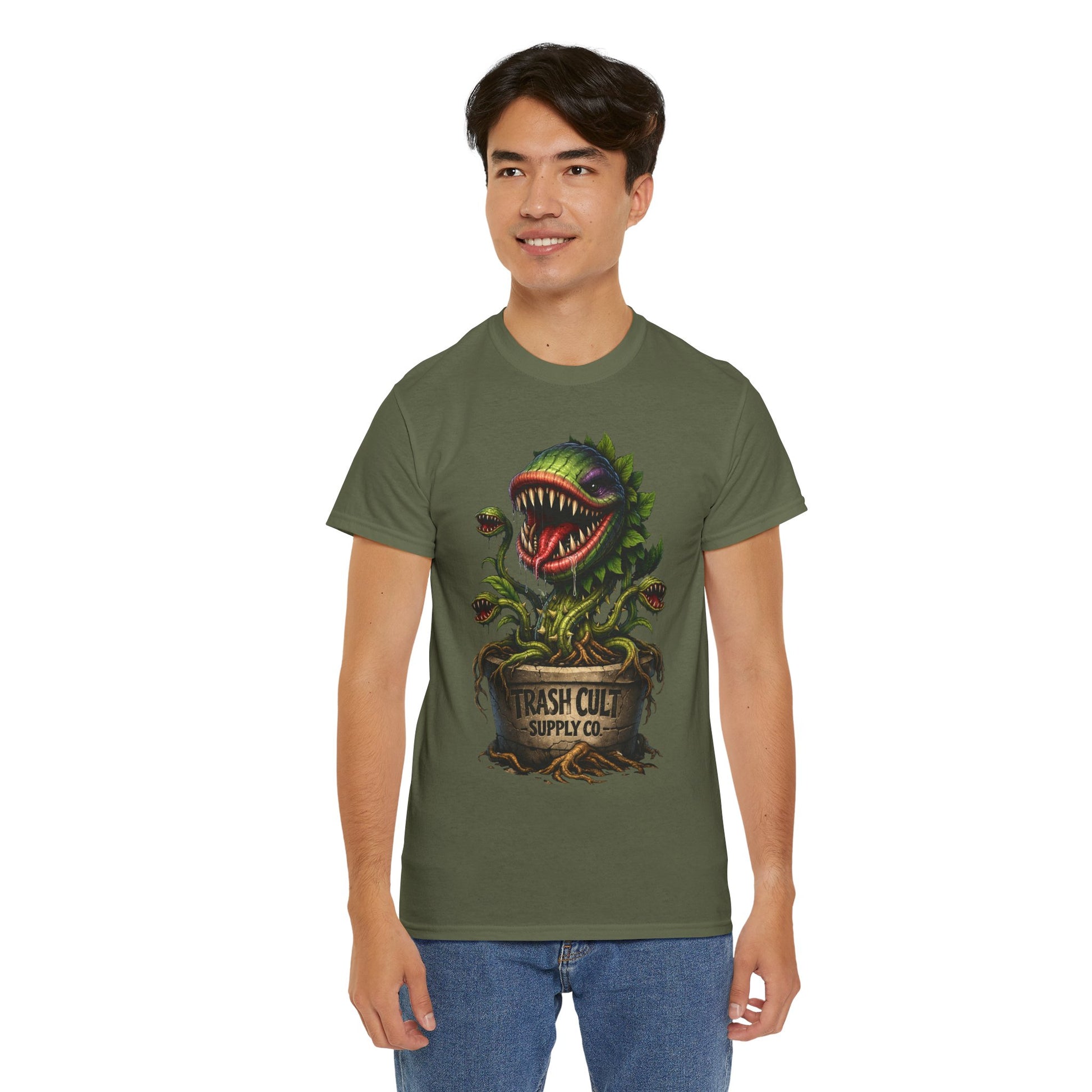 Carnivorous Plant Graphic Tee — "Trash Cult Supply Co." Potted Monster Shirt