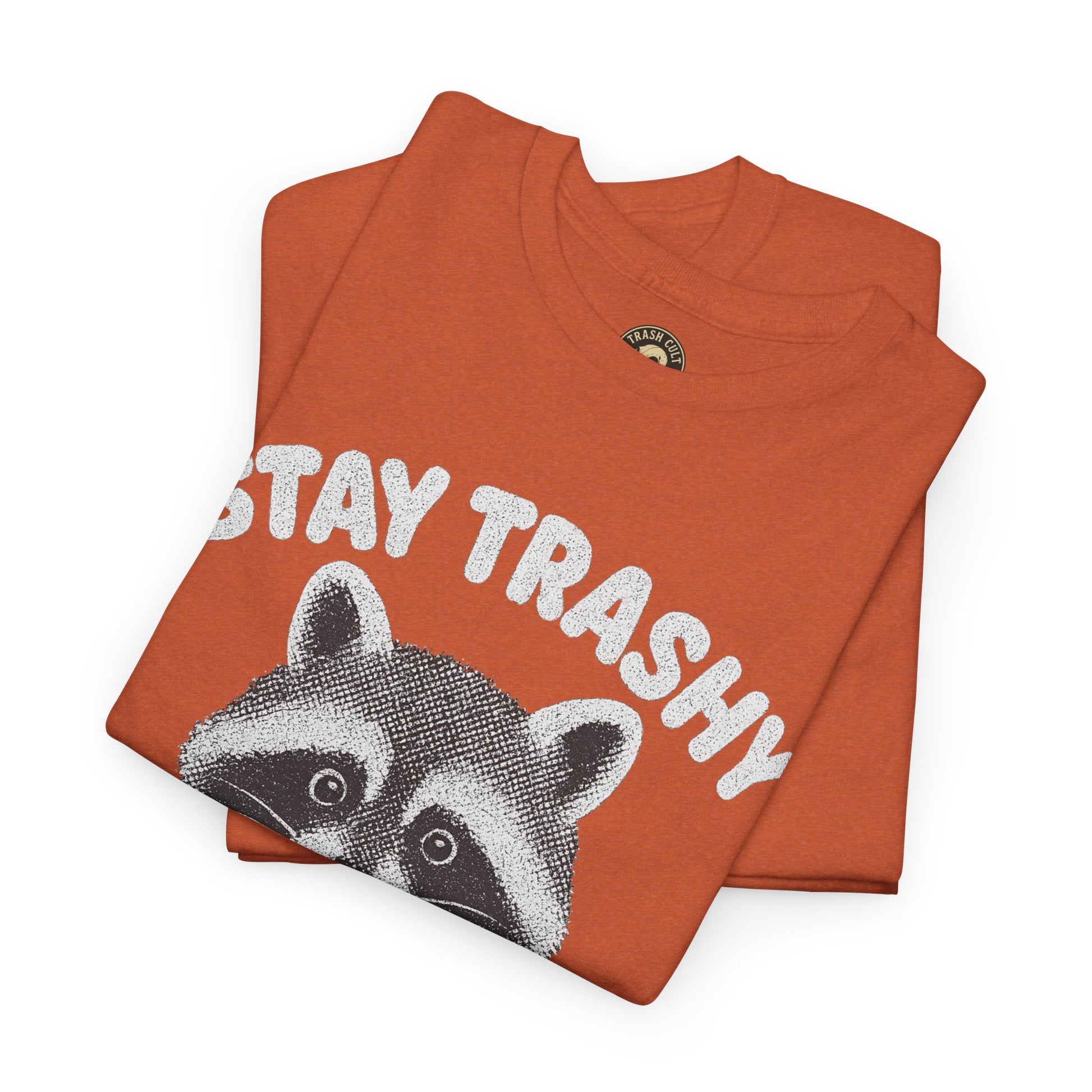 Stay Trashy Raccoon Iced Coffee Shirt – Halftone All White Design | Trash Cult Supply Co.