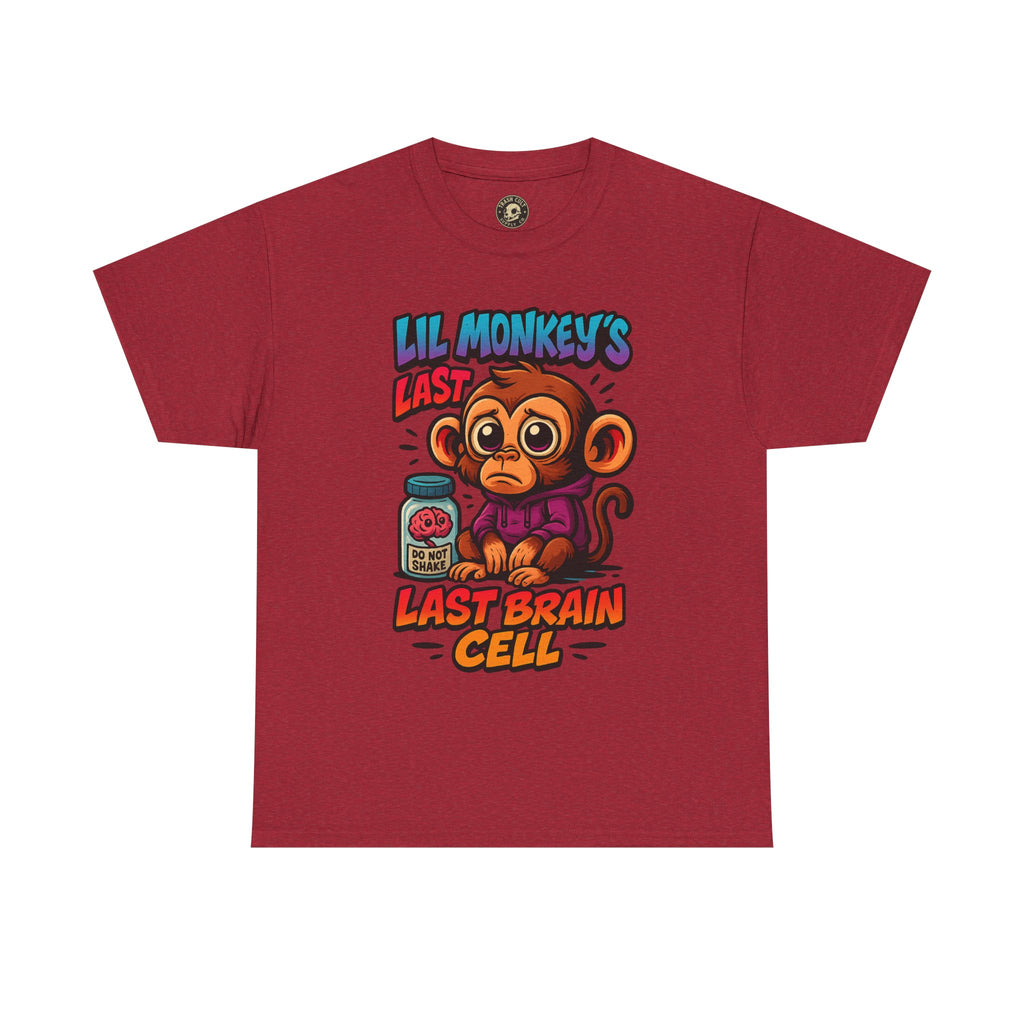 Lil Monkey’s Last Brain Cell Tee – Funny ADHD Cartoon Shirt – Gildan Heavy Cotton