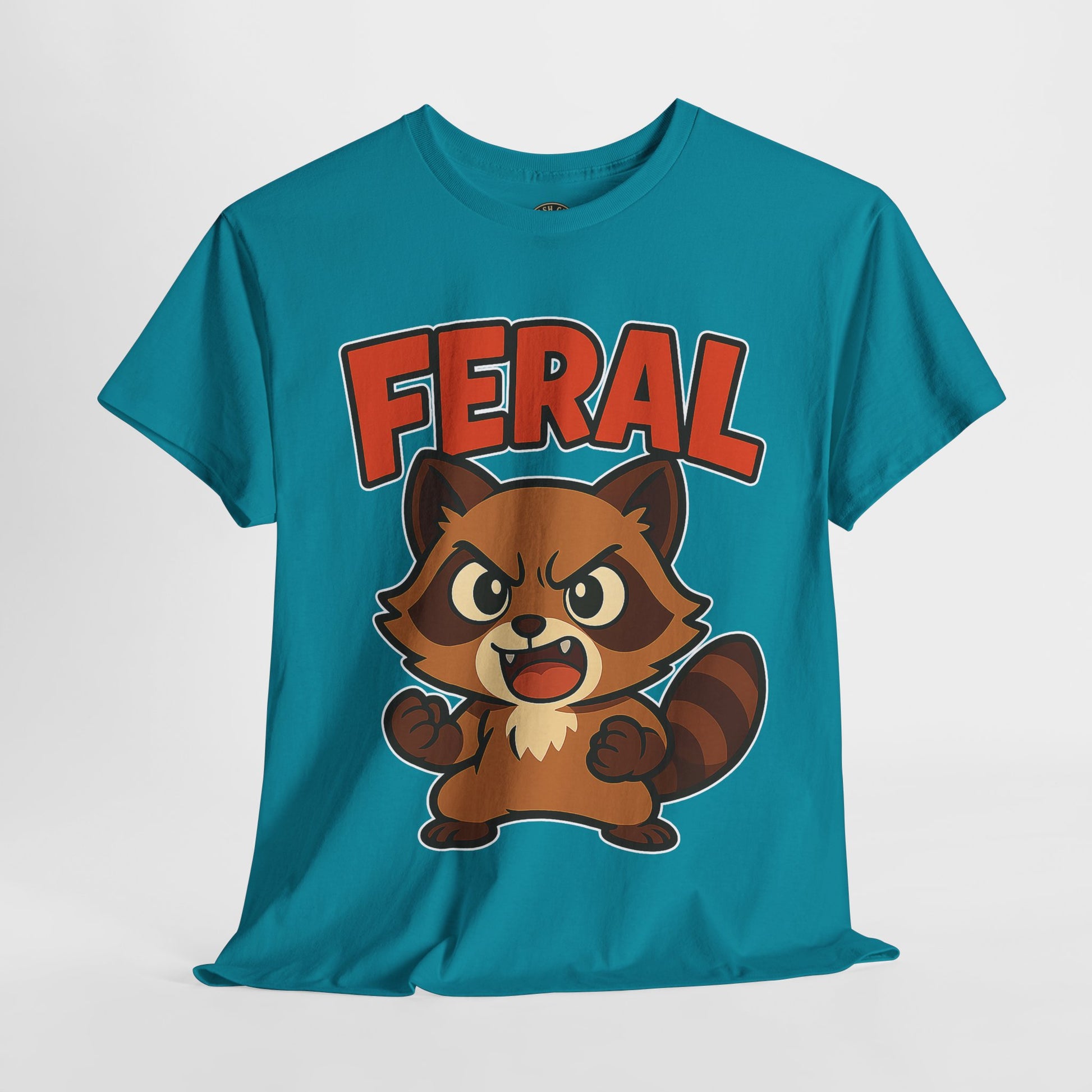 Feral Cartoon Tee - Unisex Heavy Cotton Shirt, Cute Graphic, Animal Lovers Gift, Casual Wear, Fun T-Shirt for Kids & Adults