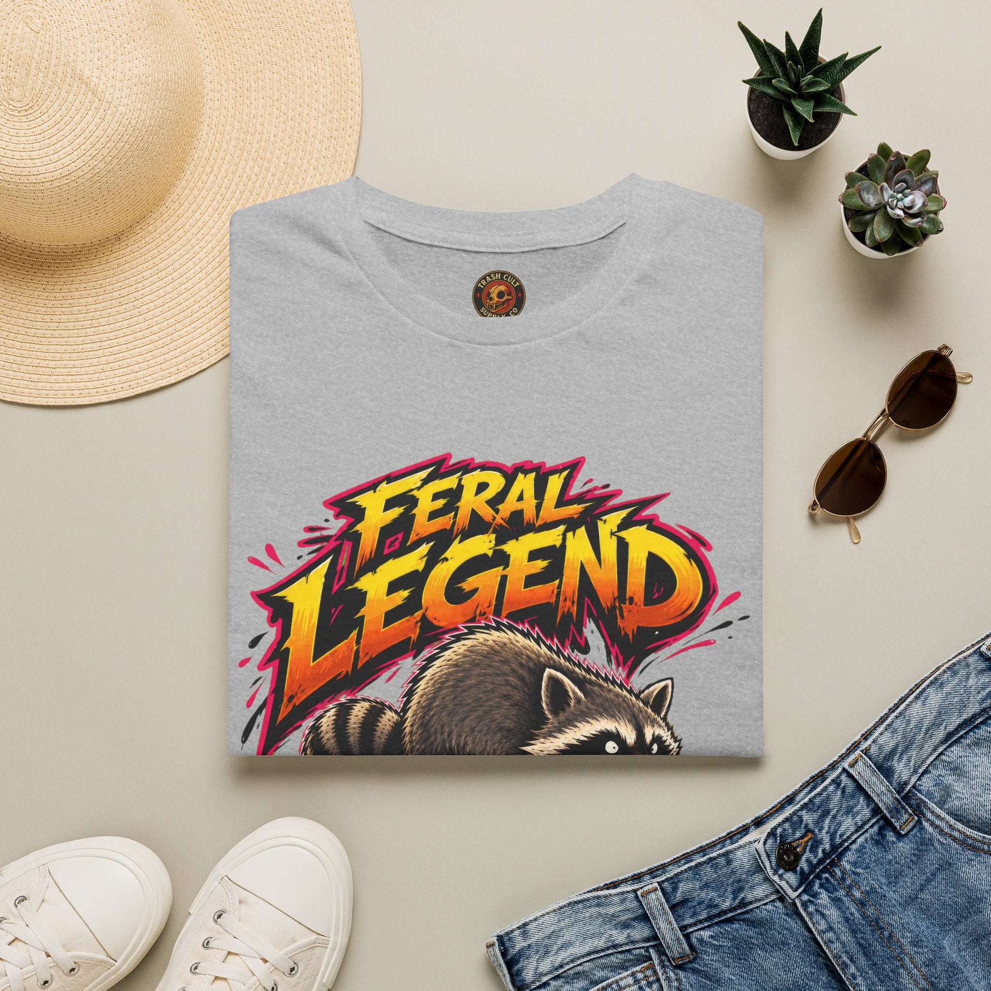 Feral Legend Raccoon Jimothy T-Shirt — Bold Graphic Tee