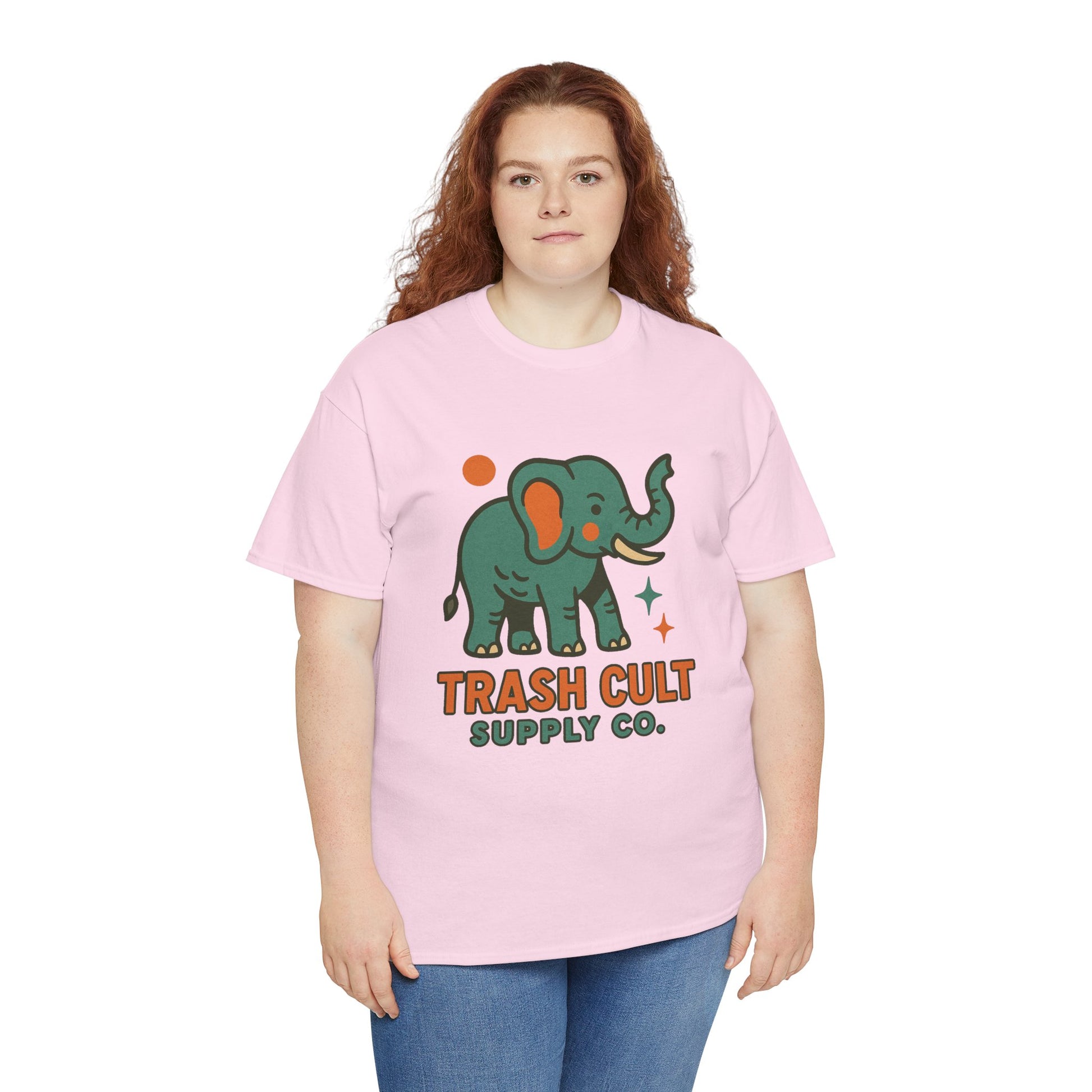 Trash Cult Elephant Unisex Heavy Cotton Tee, Eco-Friendly Shirt, Cool Casual Tee, Gift for Animal Lovers, Vintage Style T-Shirt