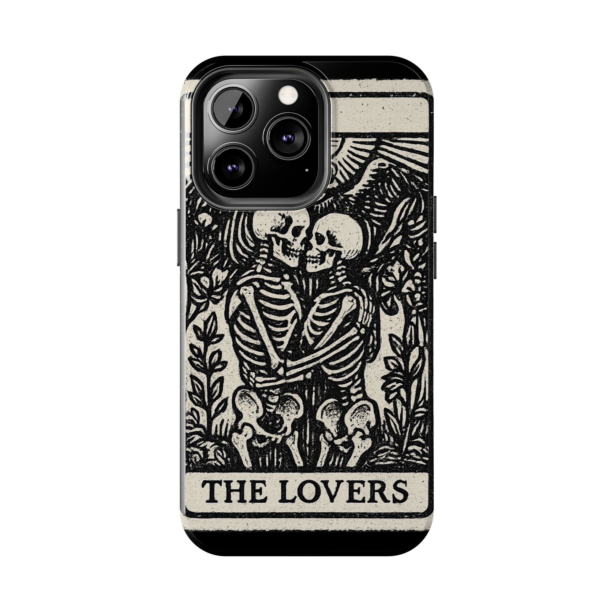 Tough Phone Case with Skeleton Lovers Design, Gothic Phone Cover, Unique Couples Gift, Halloween Accessory, Edgy Tech Design