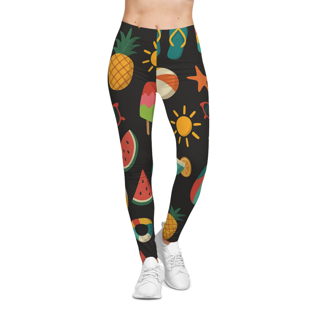 Bright Summer Vibe Leggings – Tropical Print Workout Pants for Women | Fun Beachwear & Gifts