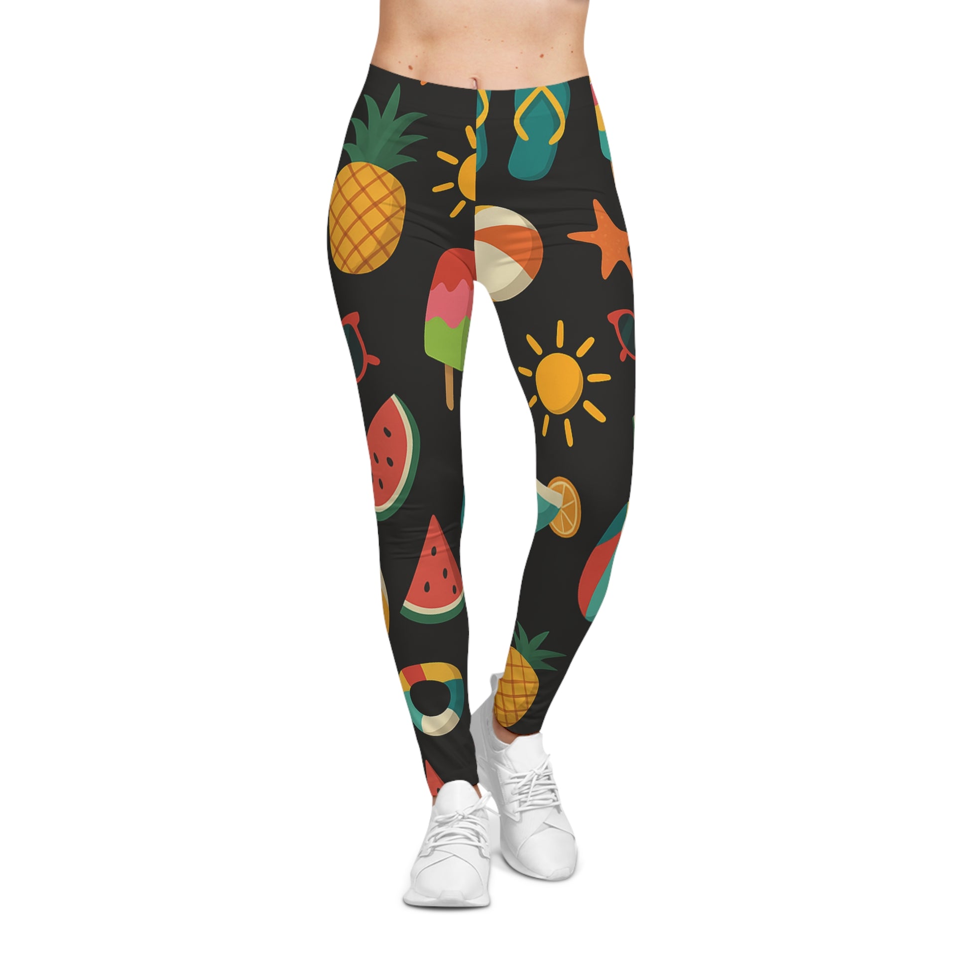 Bright Summer Vibe Leggings – Tropical Print Workout Pants for Women | Fun Beachwear & Gifts