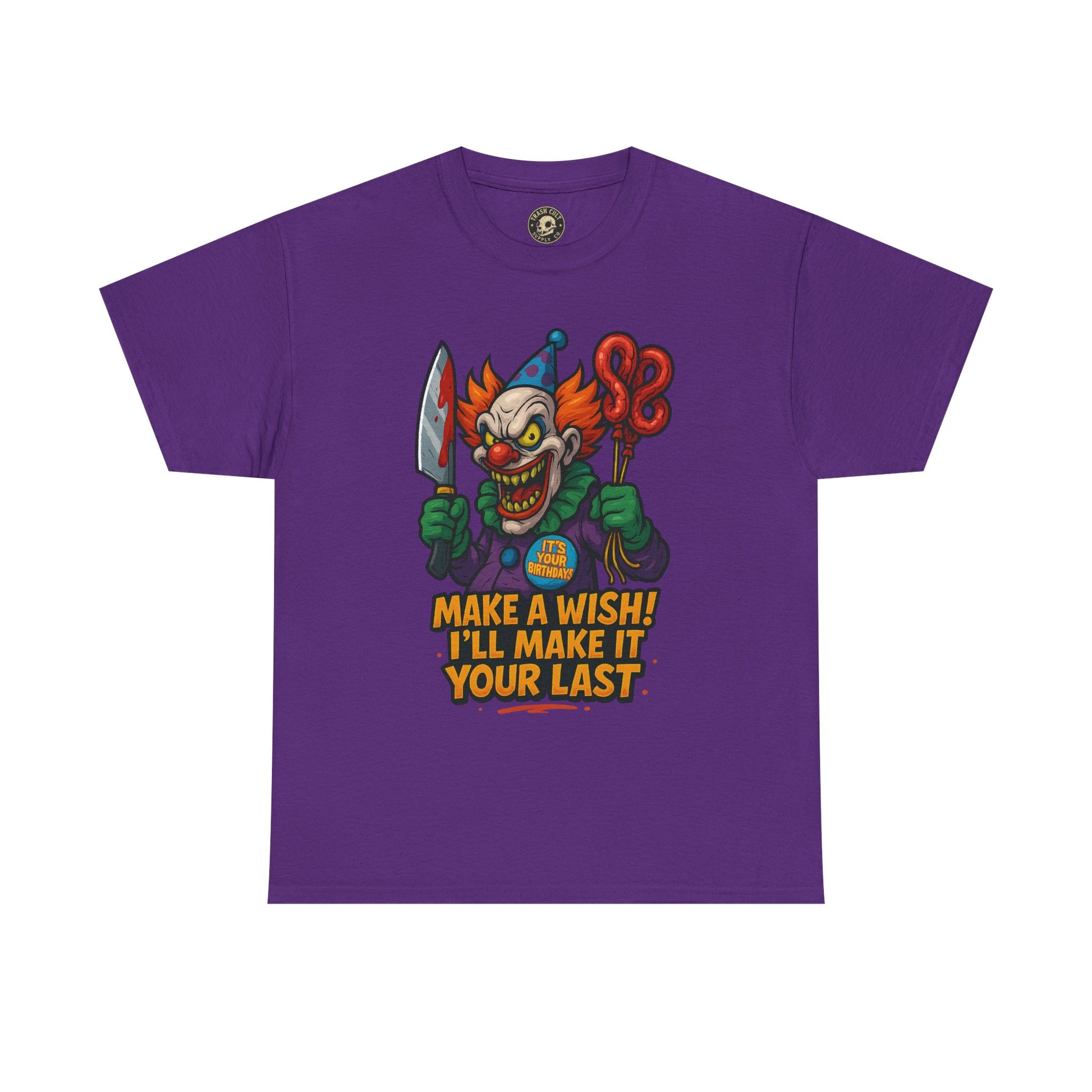 Creepy Clown Tee - Halloween Costume Shirt, Unisex Heavy Cotton Tee, Spooky Graphic Tee, Gag Gift, Horror Fan Apparel